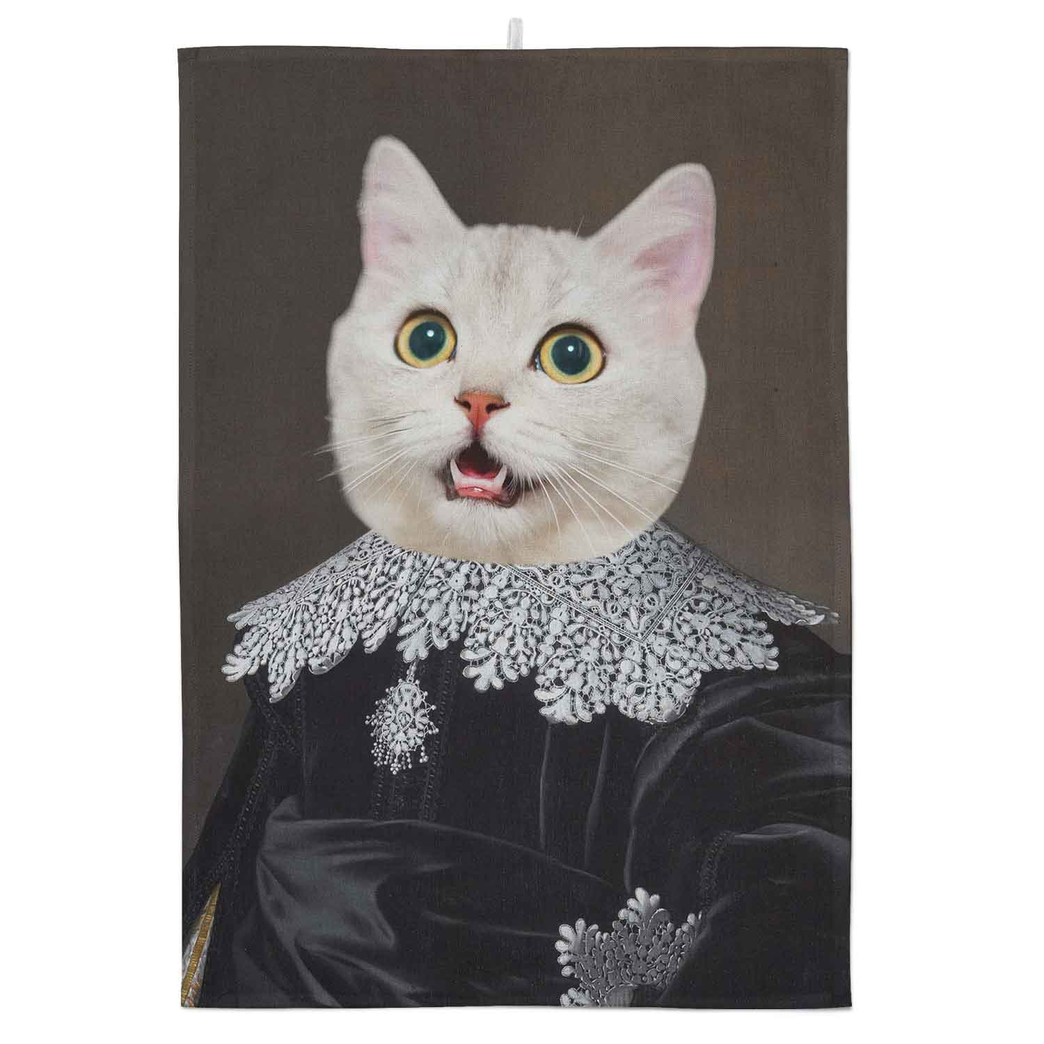 Cat Gentleman Personalised Tea Towel