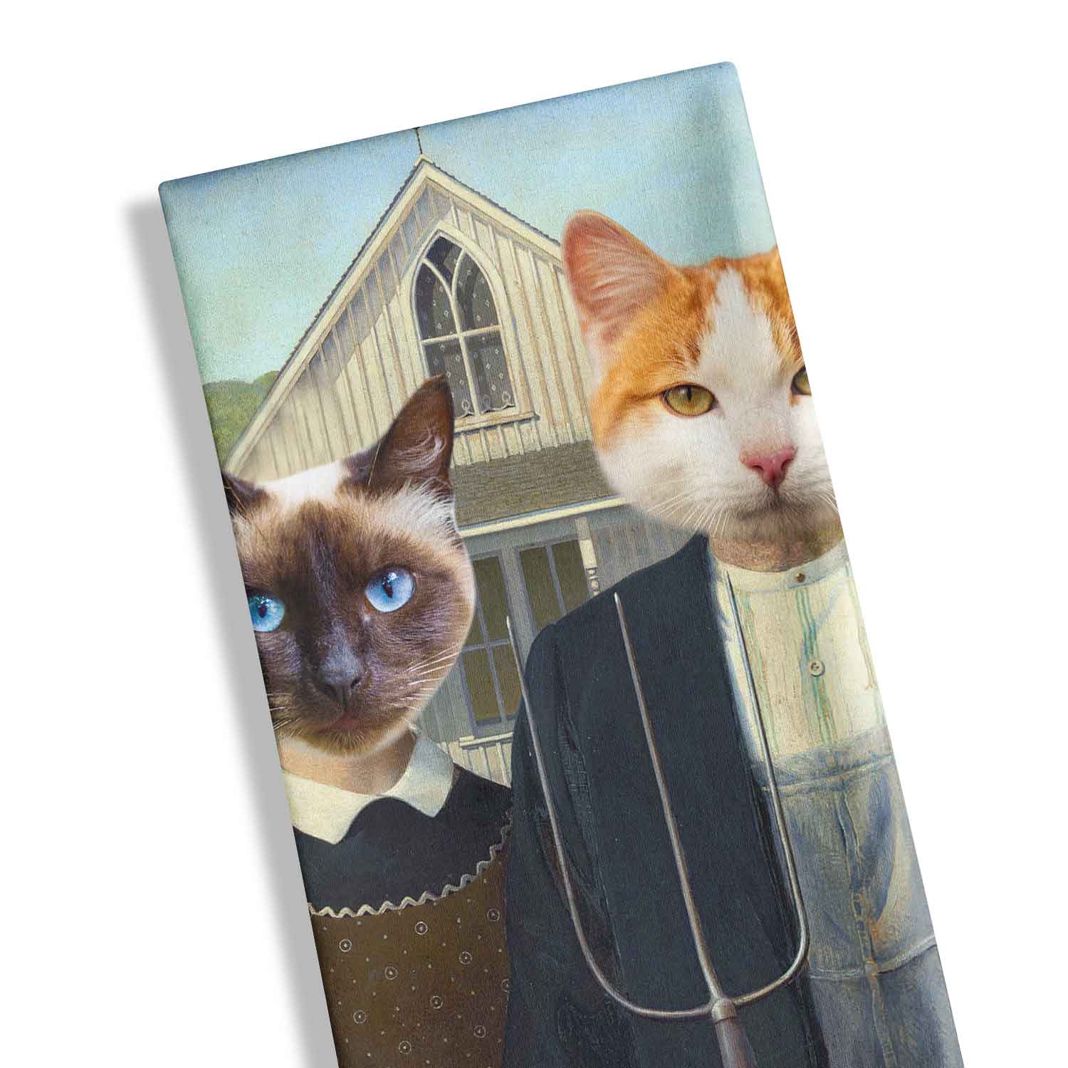 Cat Gothic Couple Personalised Tea Towel