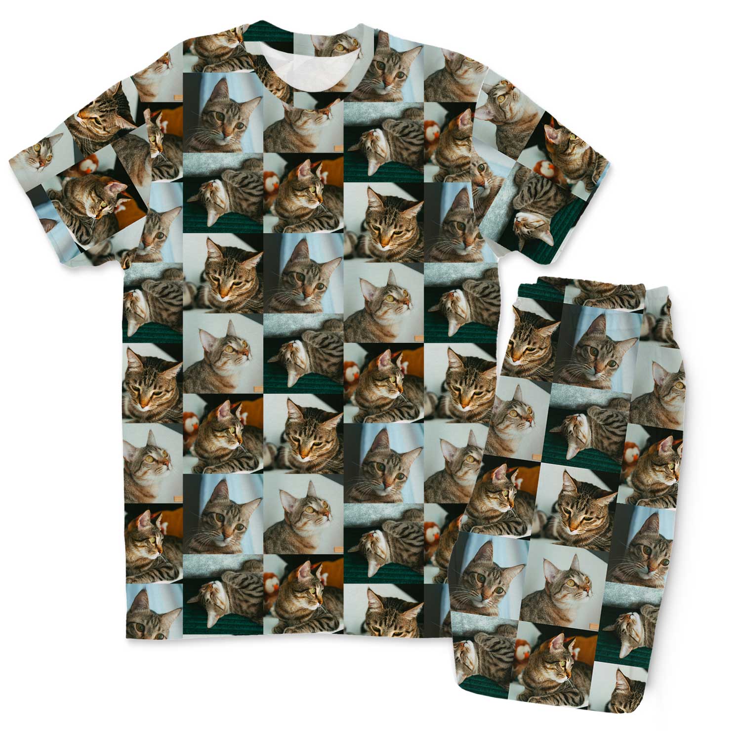 Men's Cat Photo Collage Pyjamas - Trousers Set