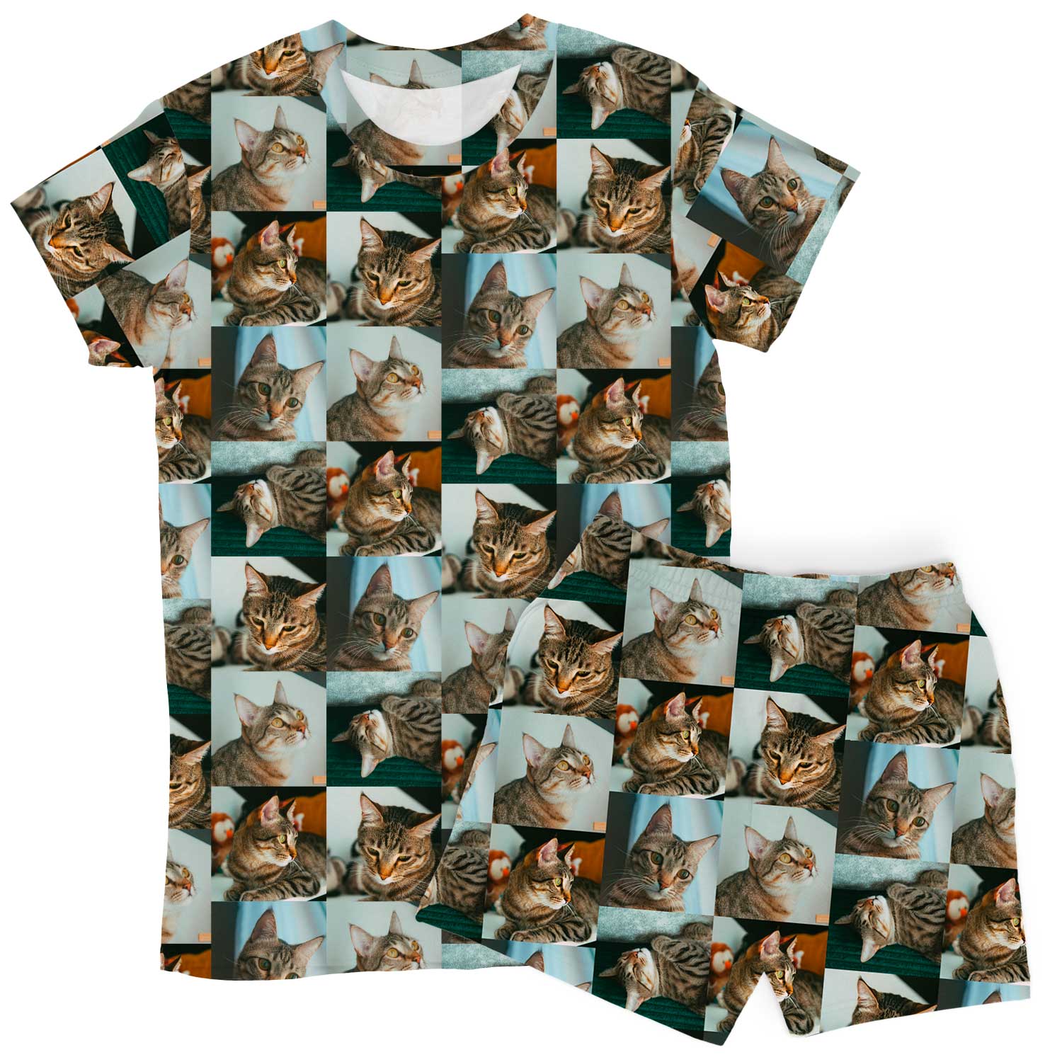 Women's Cat Photo Collage PJs - Shorts Set