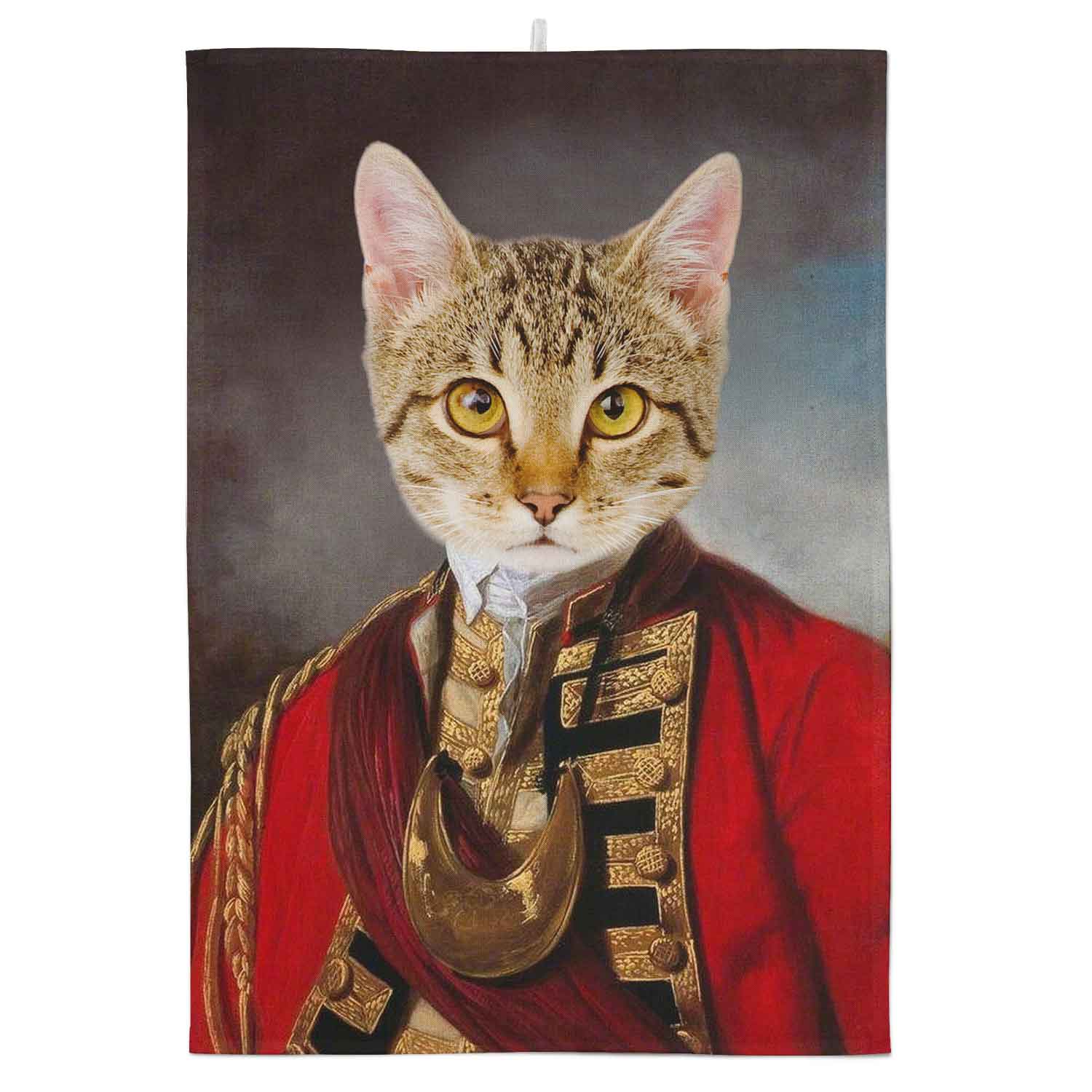 Cat Royal Regiment Personalised Tea Towel