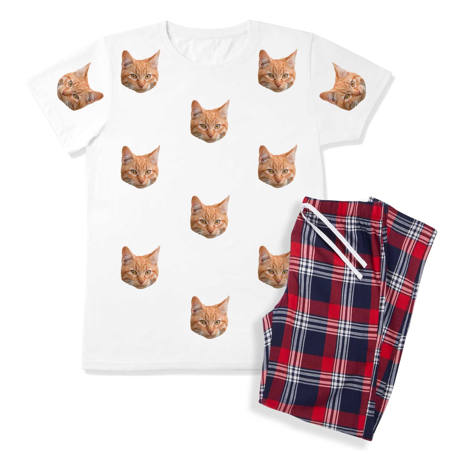 Women's Cat Pyjamas - Red Tartan Trouser Set