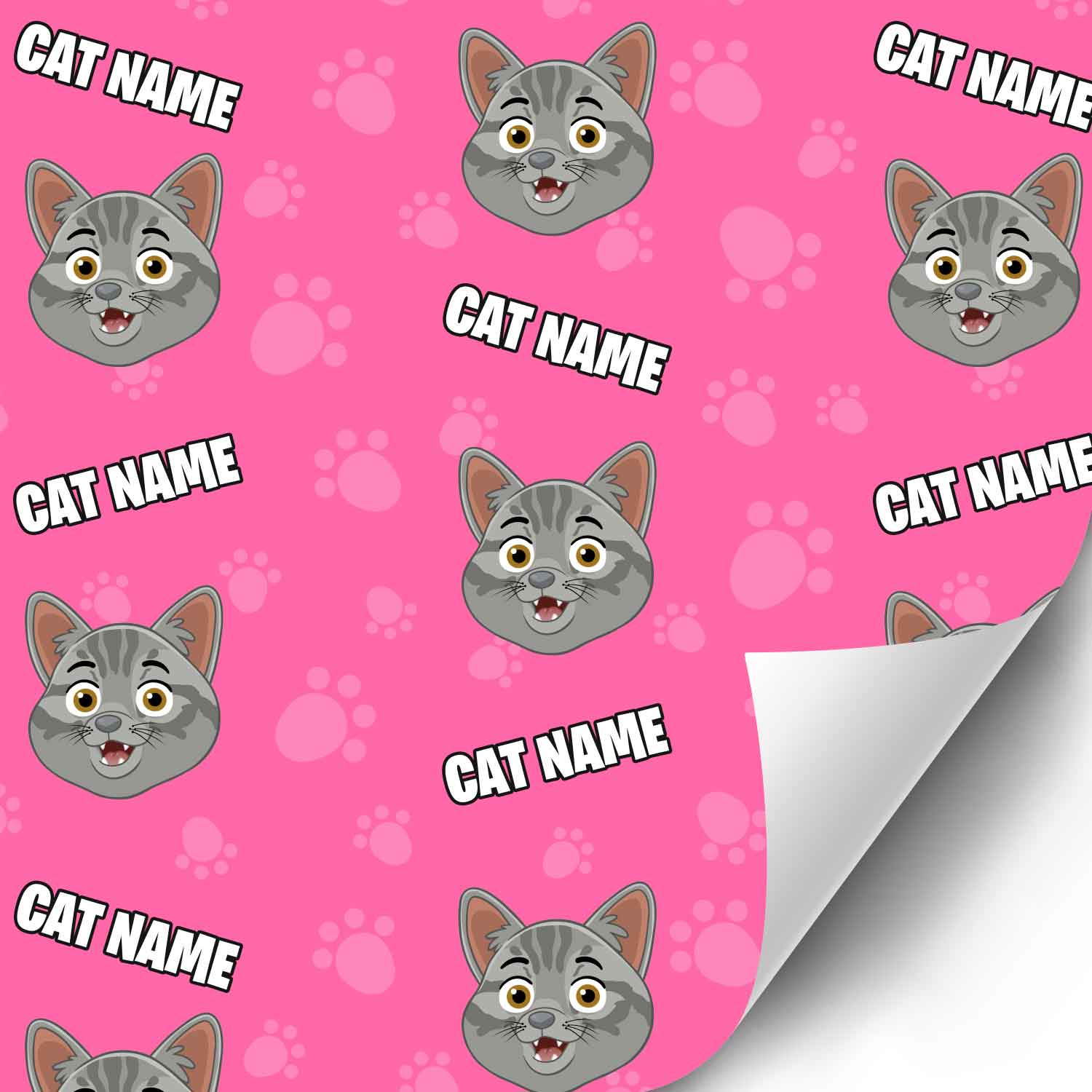 Your Cat Cartoon Personalised Wrapping Paper
