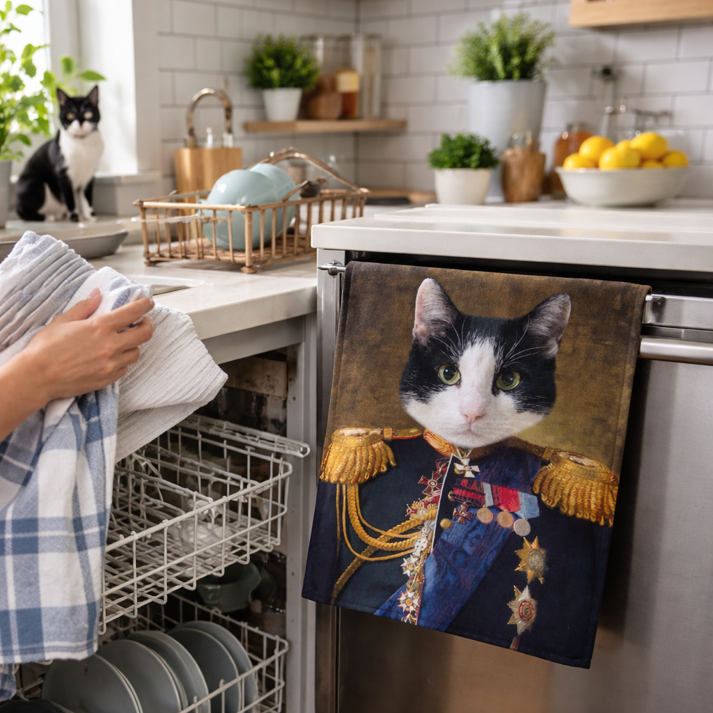 Cat Admiral Personalised Tea Towel