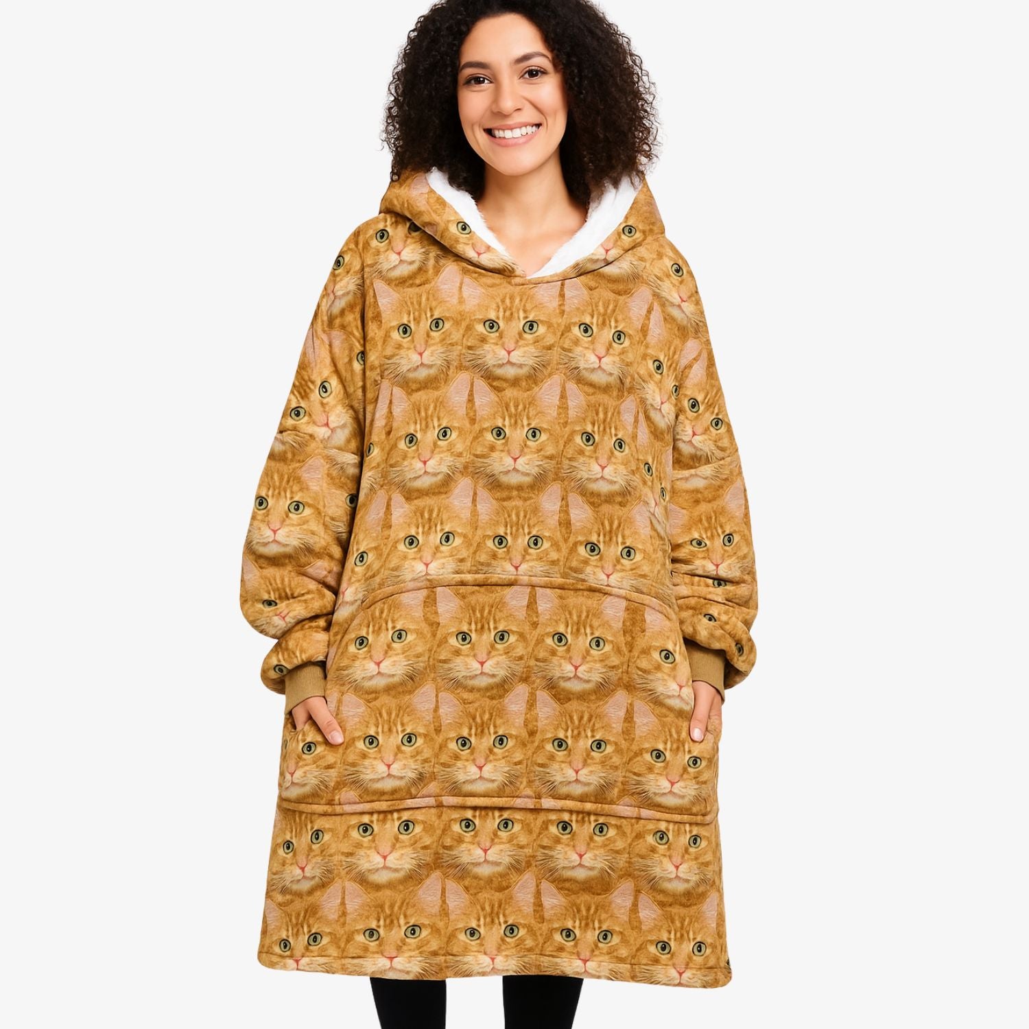 Your Cat Face Mash Personalised Hoodie Blanket