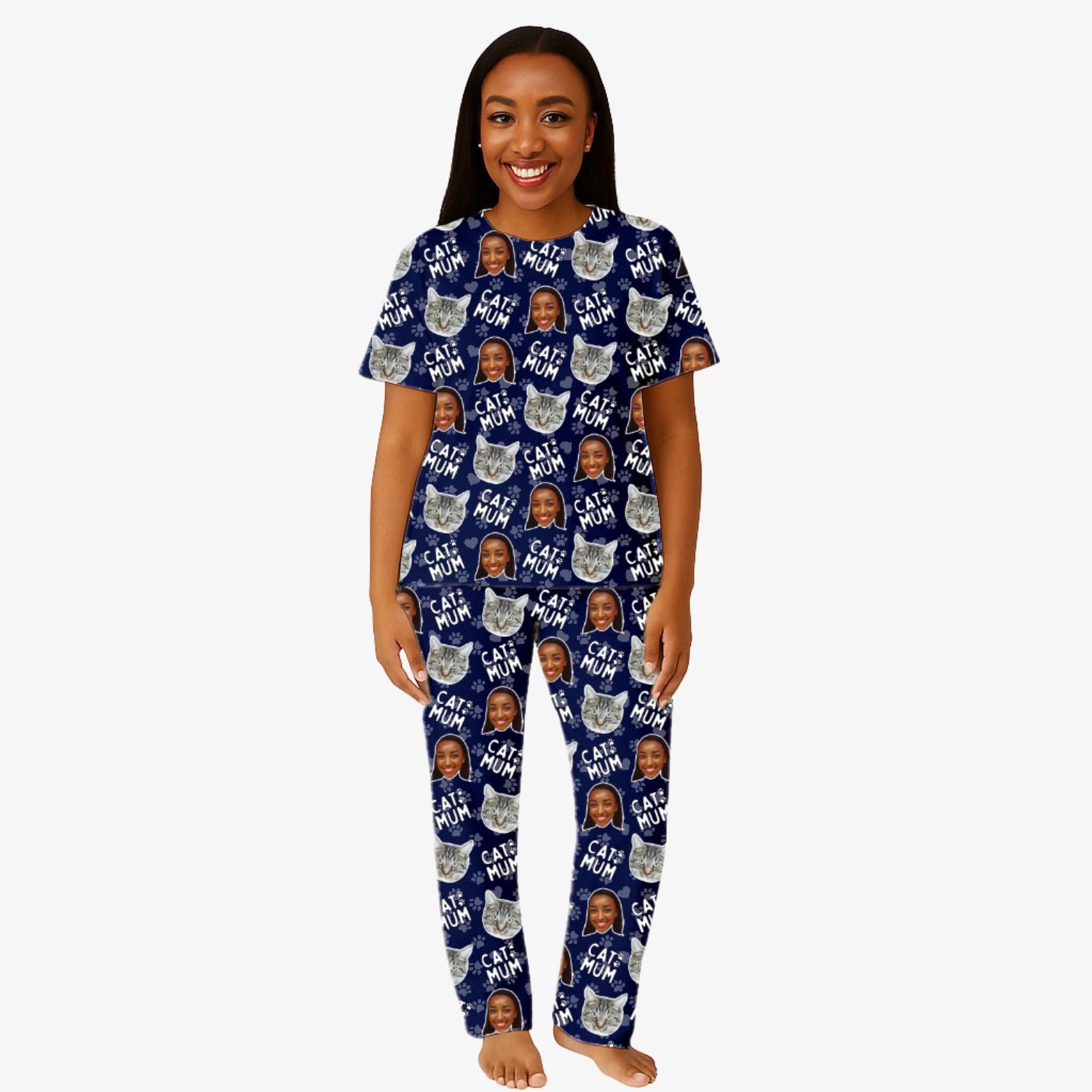 Women's Cat Mum Personalised Pyjamas - Trouser Set