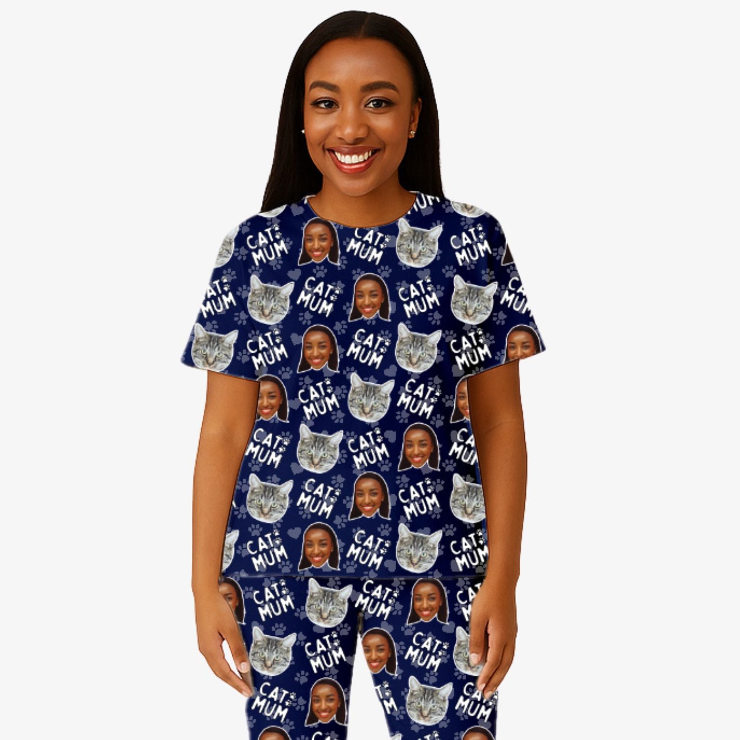 Women's Cat Mum Personalised Pyjamas - Trouser Set