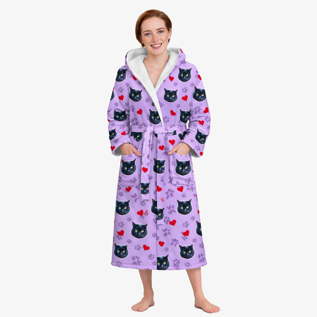 Cat Paws & Hearts Personalised Dressing Gown