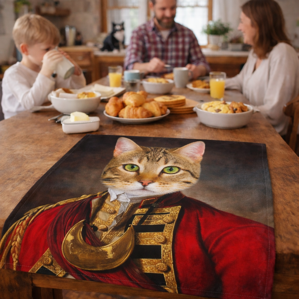 Cat Royal Regiment Personalised Tea Towel