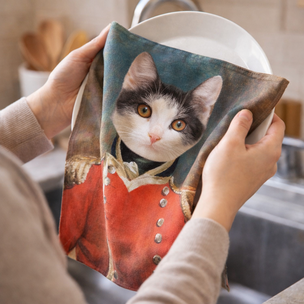 Cat Soldier Personalised Tea Towel