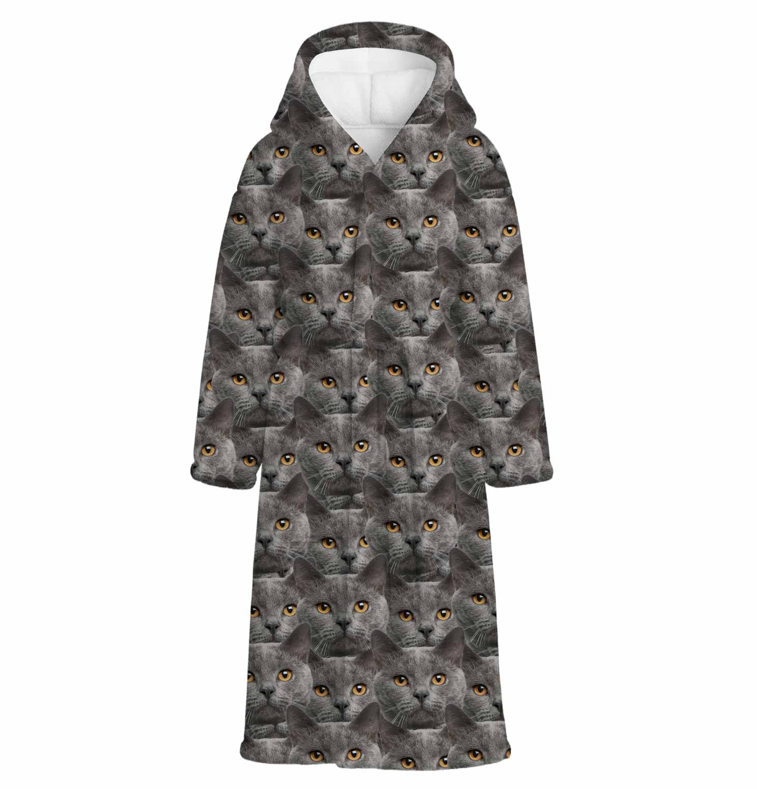 Cat Face Mash Personalised Dressing Gown