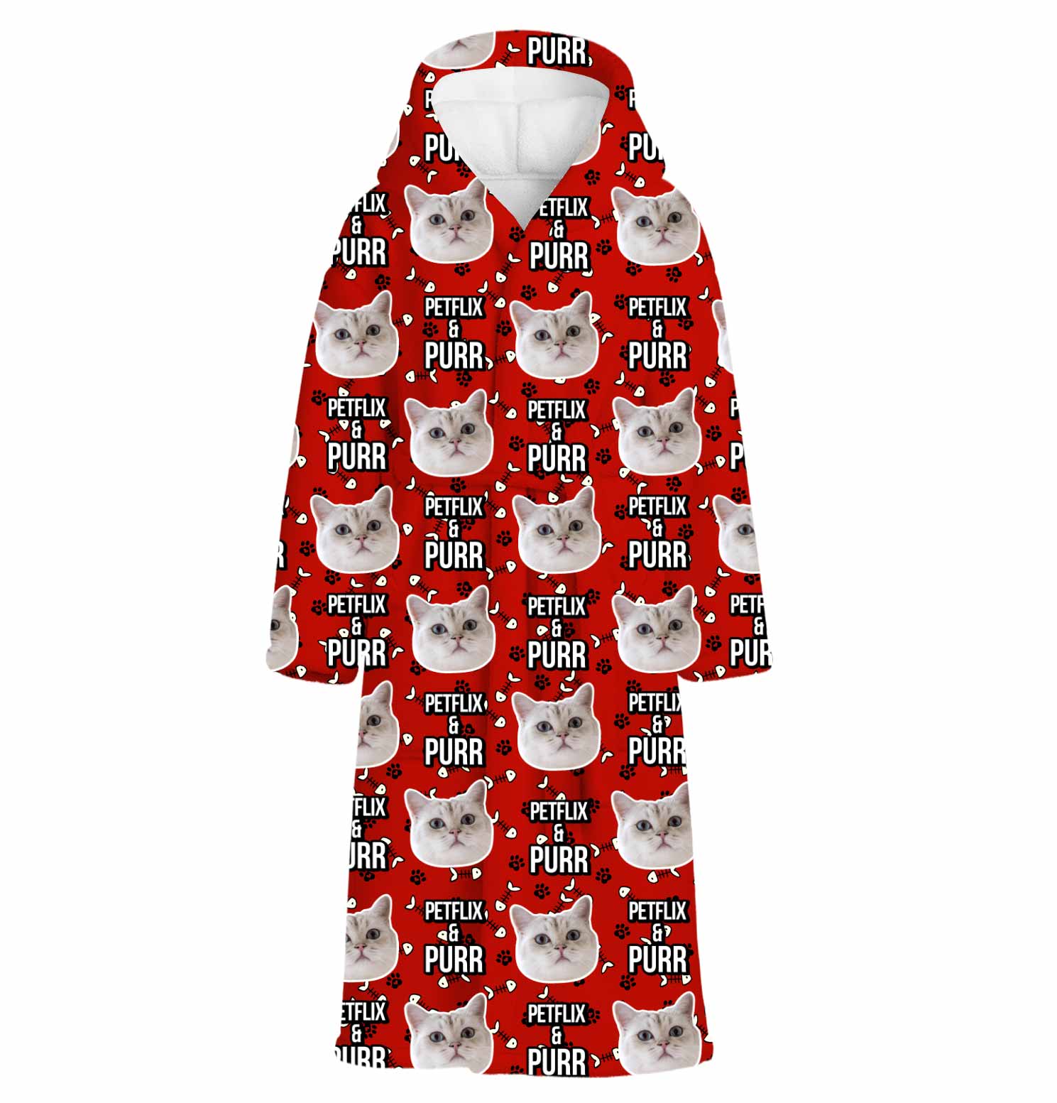 Petflix and Purr Cat Faces Personalised Dressing Gown