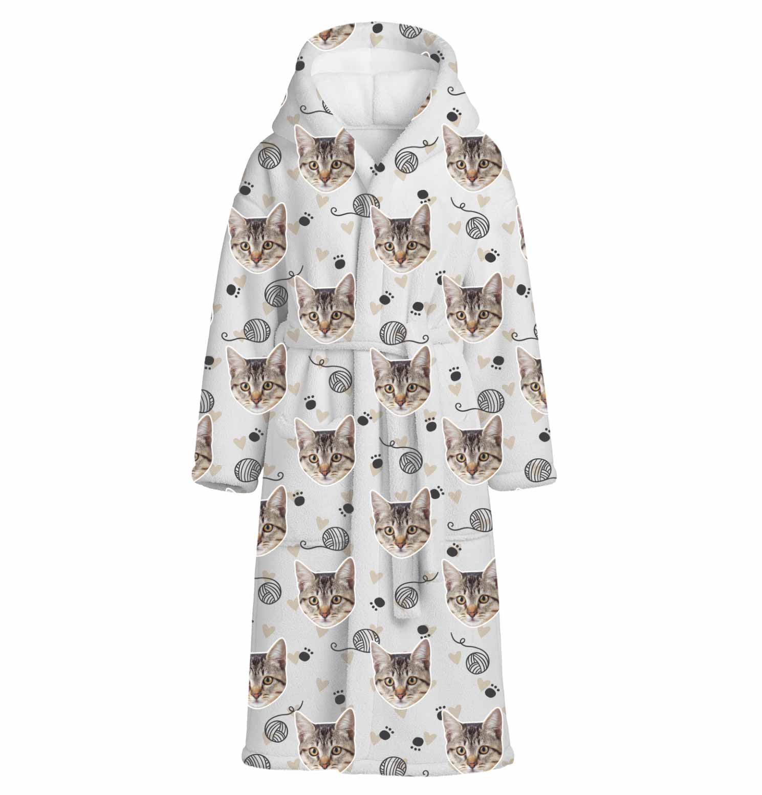 Doodle Wool & Paws Cat Faces Personalised Dressing Gown