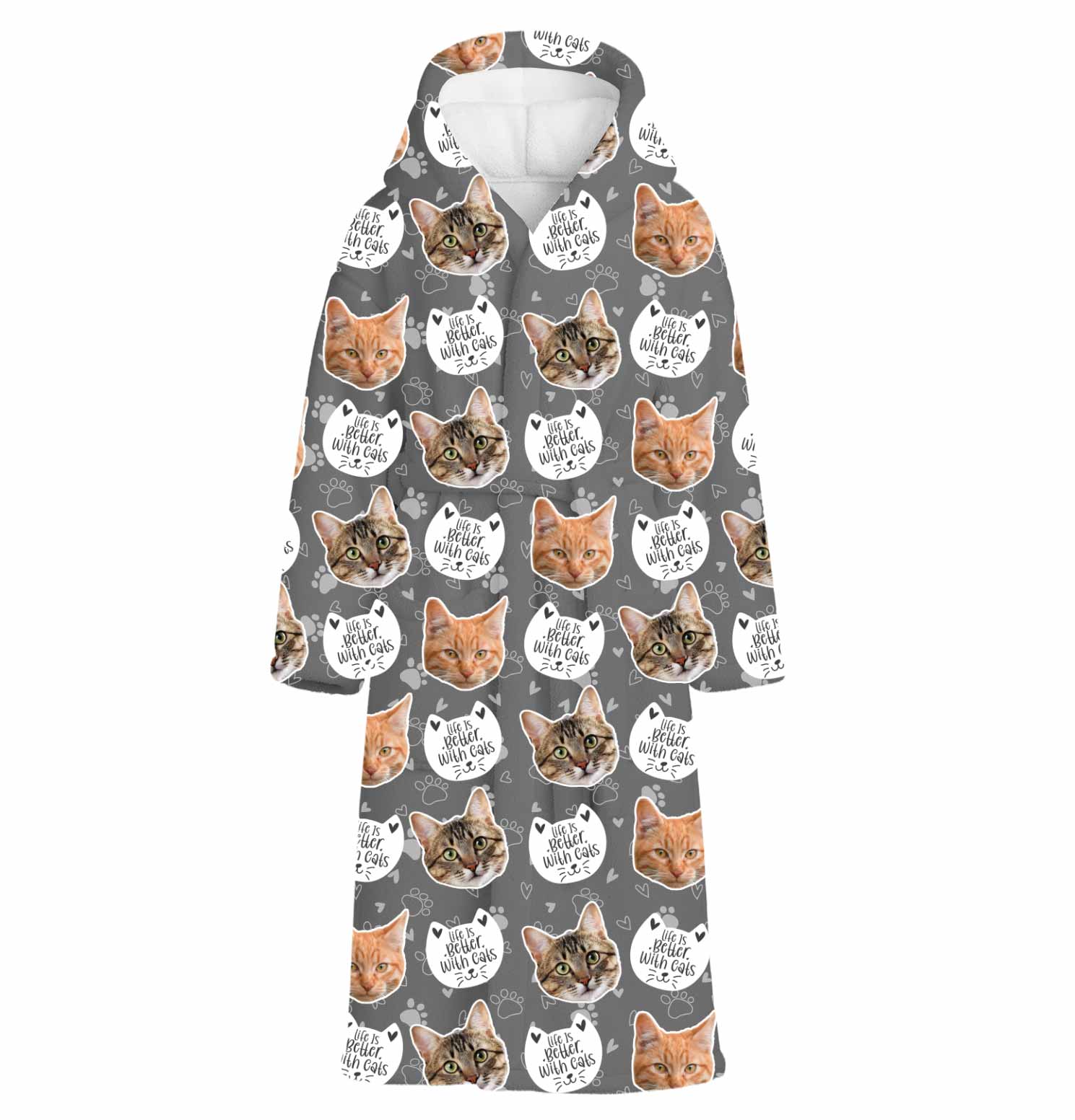 Life Is Better With Cats Personalised Dressing Gown