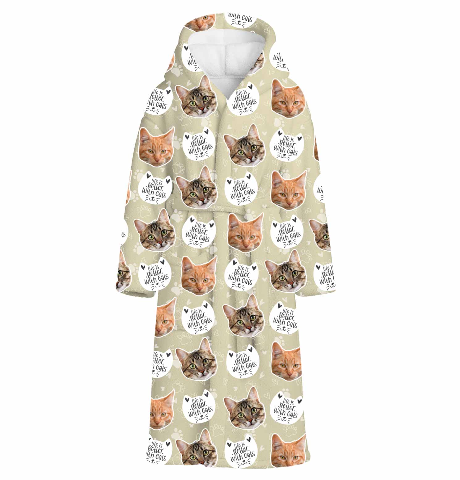 Life Is Better With Cats Personalised Dressing Gown