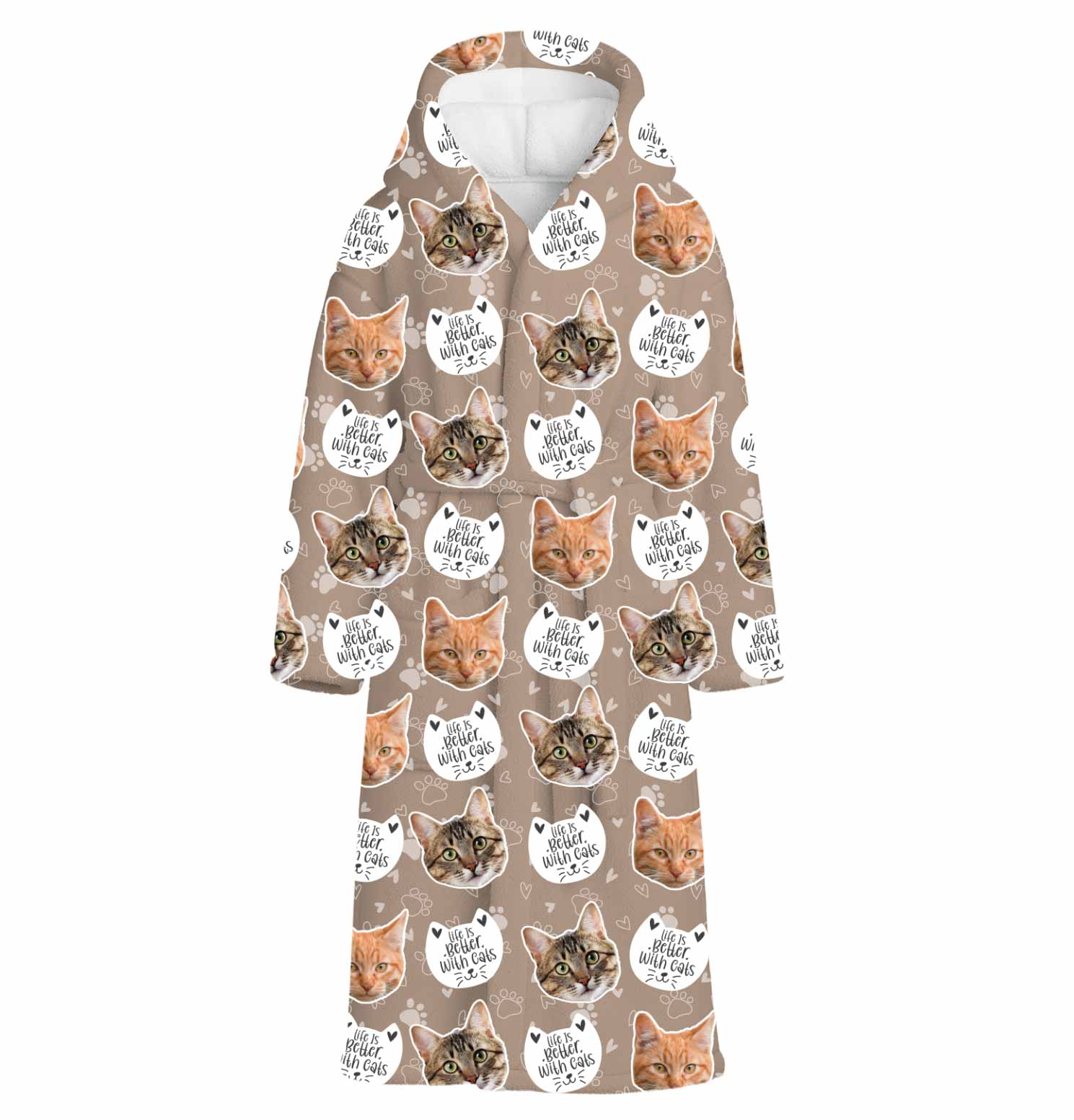 Life Is Better With Cats Personalised Dressing Gown