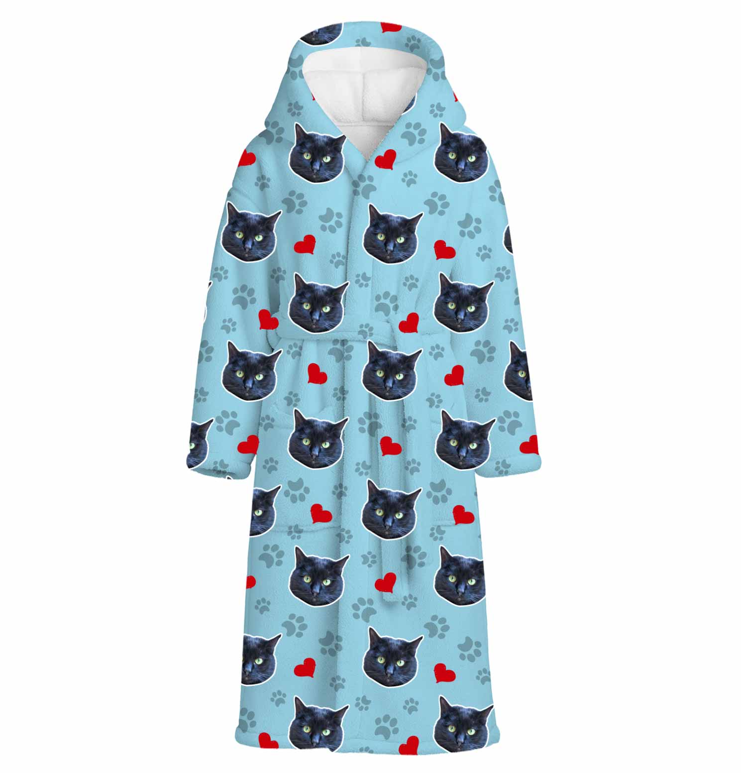 Cat Paws & Hearts Personalised Dressing Gown