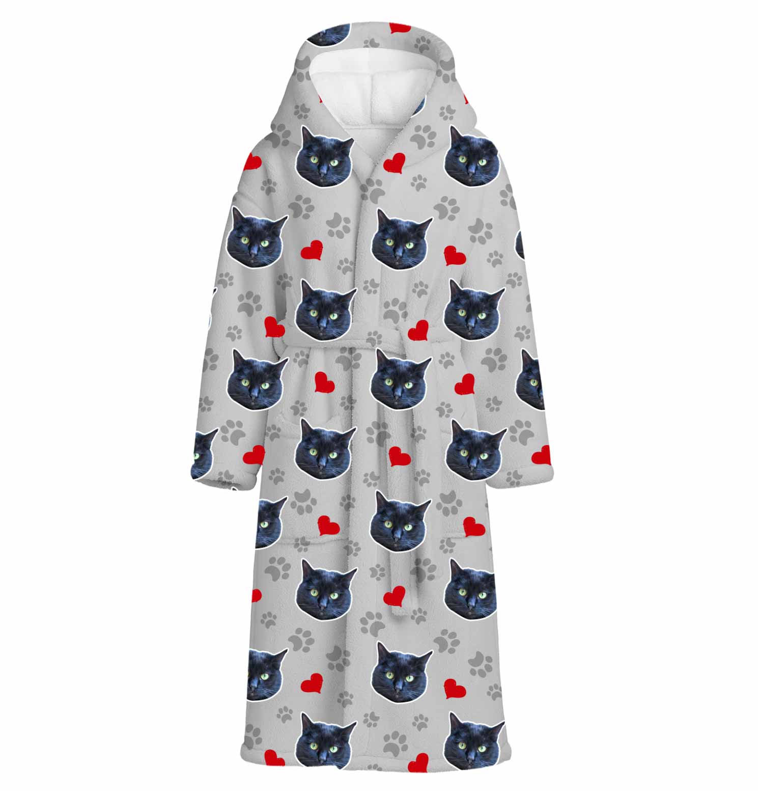 Cat Paws & Hearts Personalised Dressing Gown