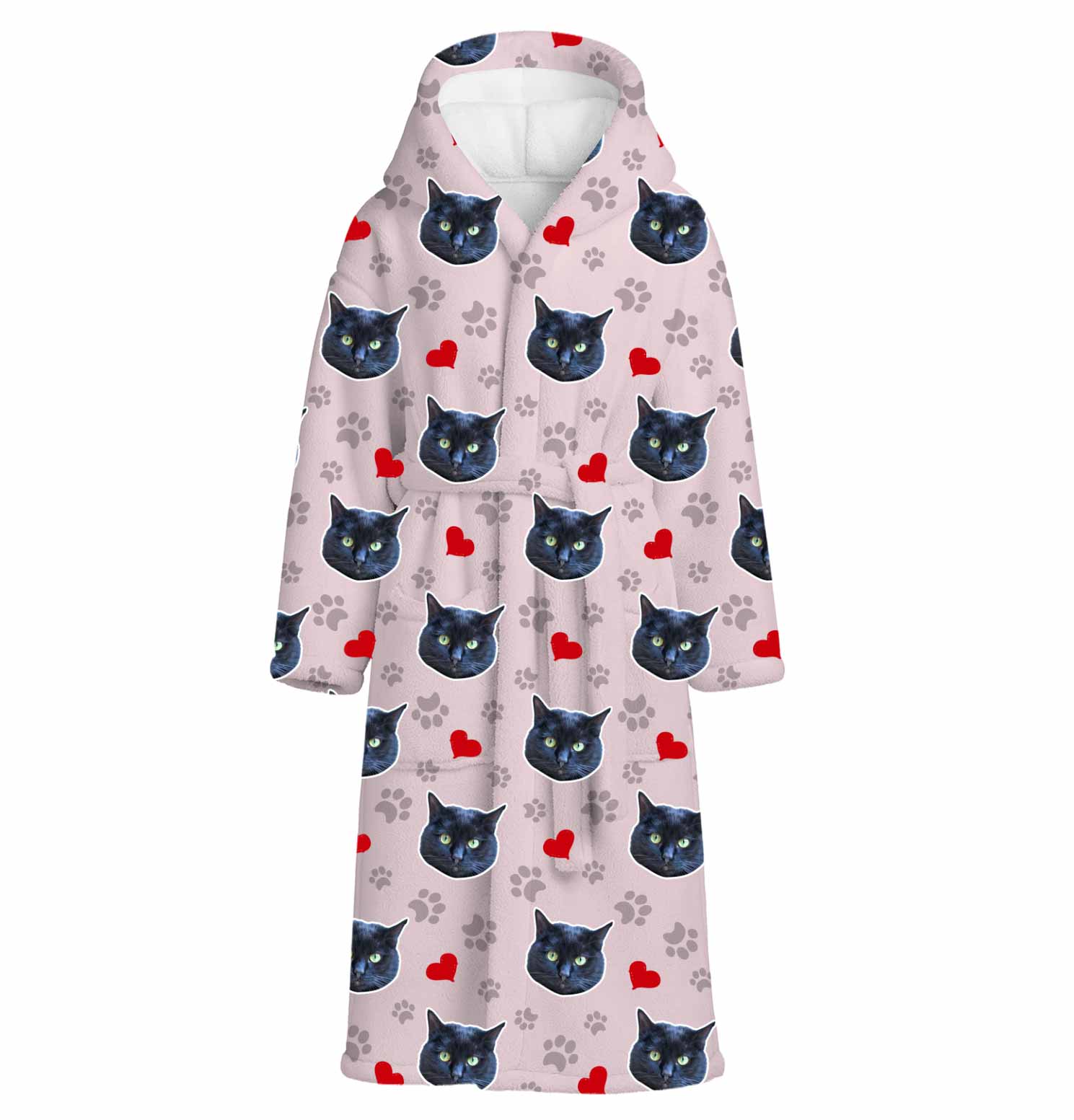Cat Paws & Hearts Personalised Dressing Gown
