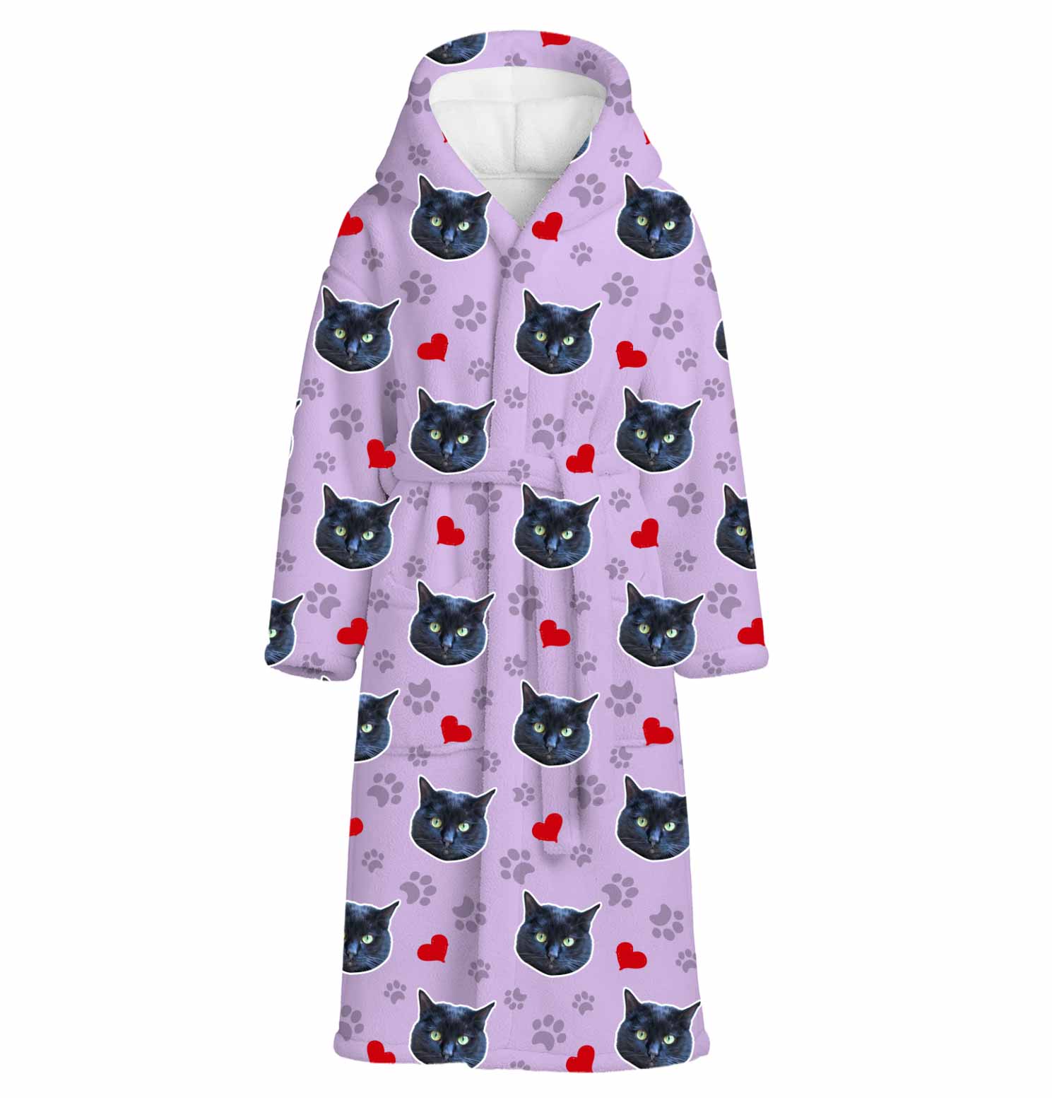 Cat Paws & Hearts Personalised Dressing Gown