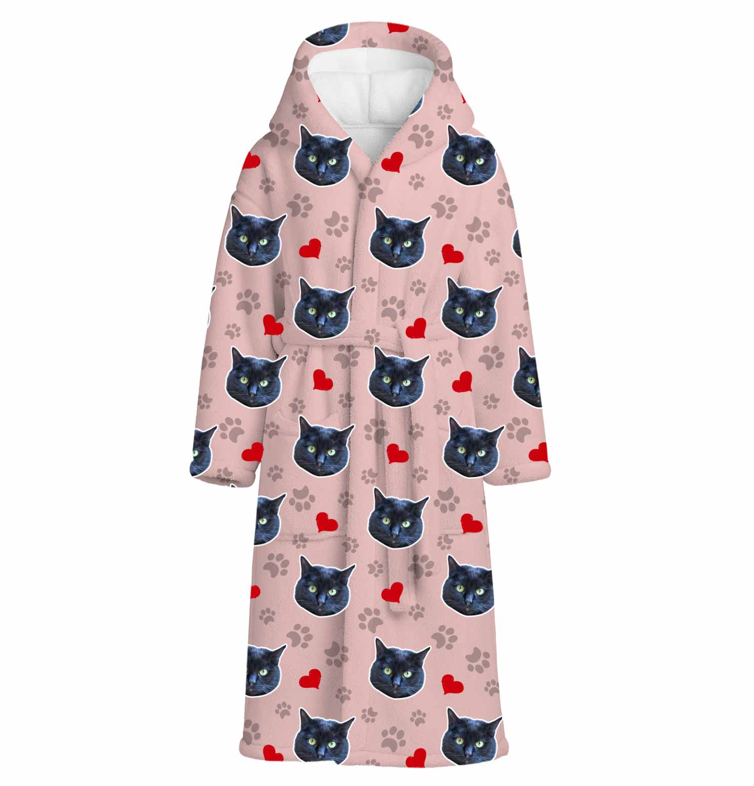 Cat Paws & Hearts Personalised Dressing Gown