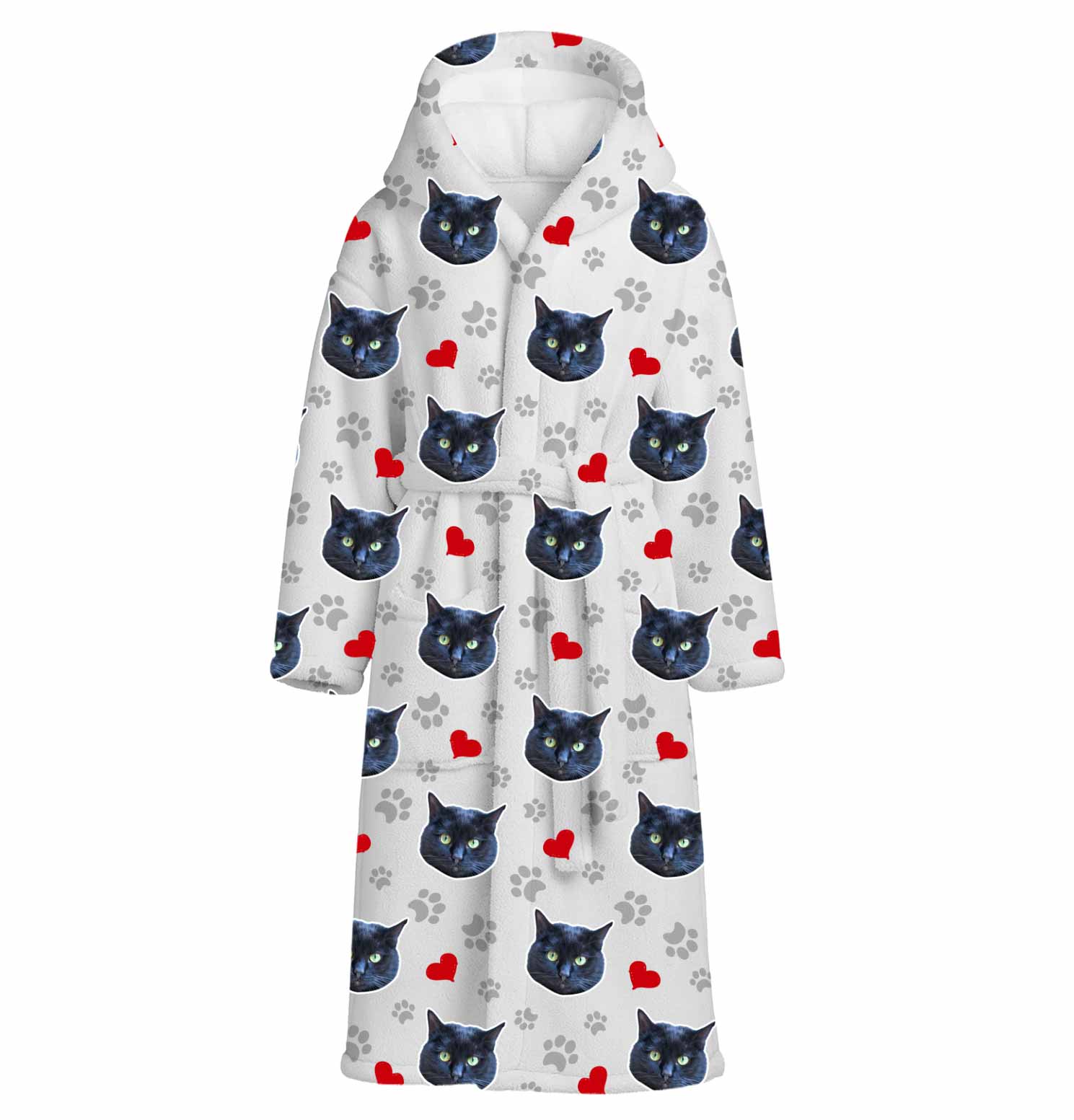 Cat Paws & Hearts Personalised Dressing Gown