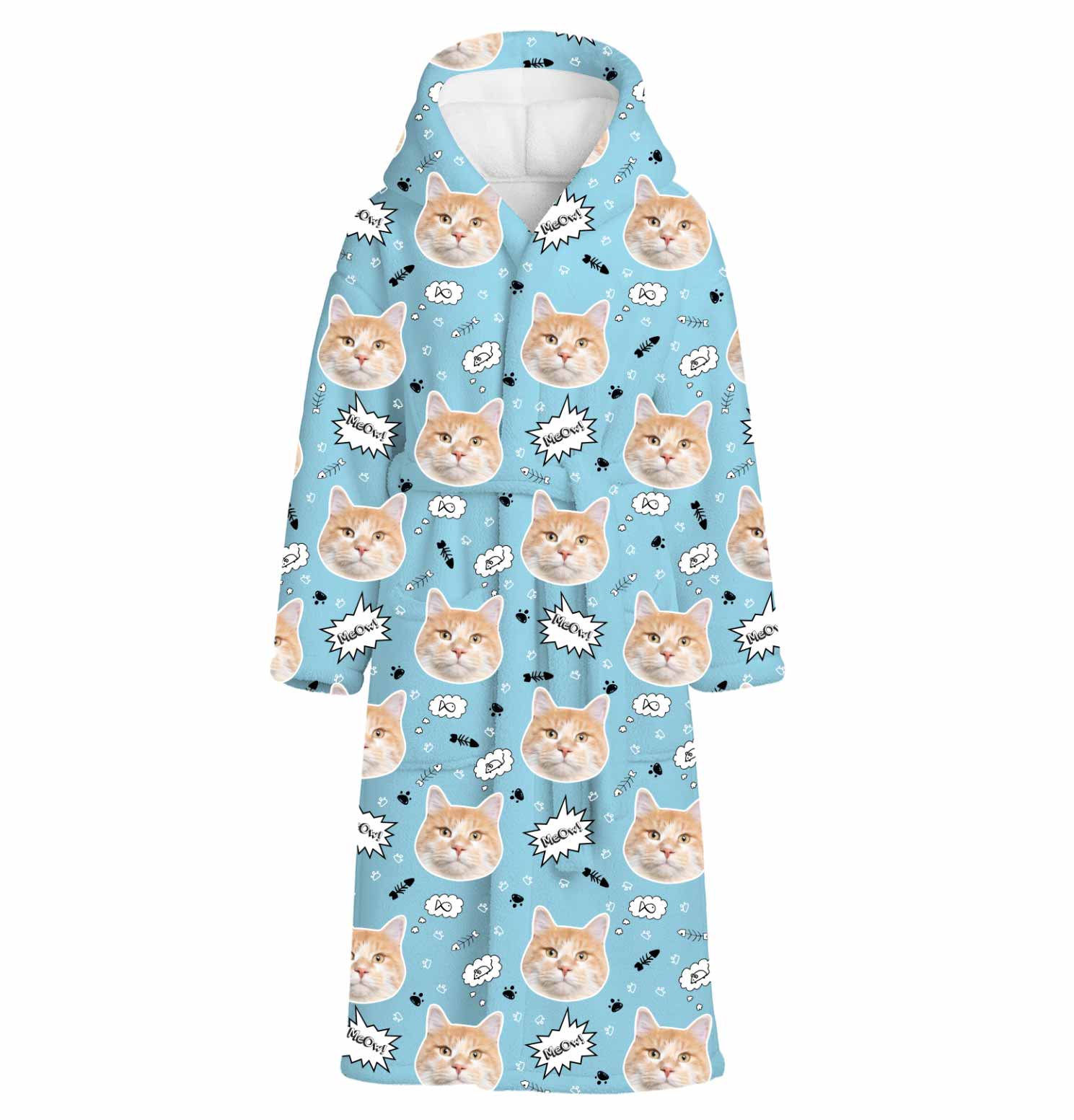 Meow Cat Faces Personalised Dressing Gown