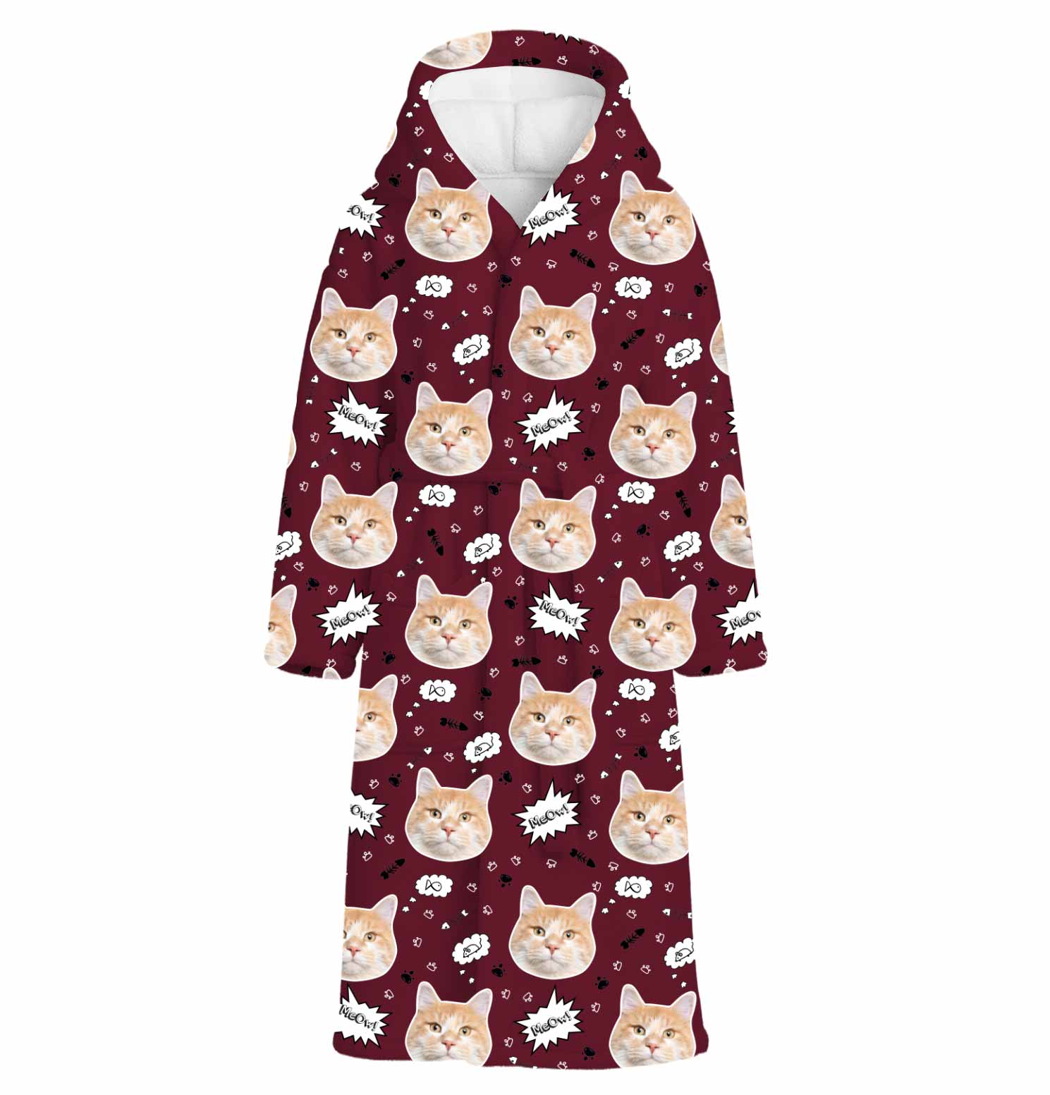 Meow Cat Faces Personalised Dressing Gown