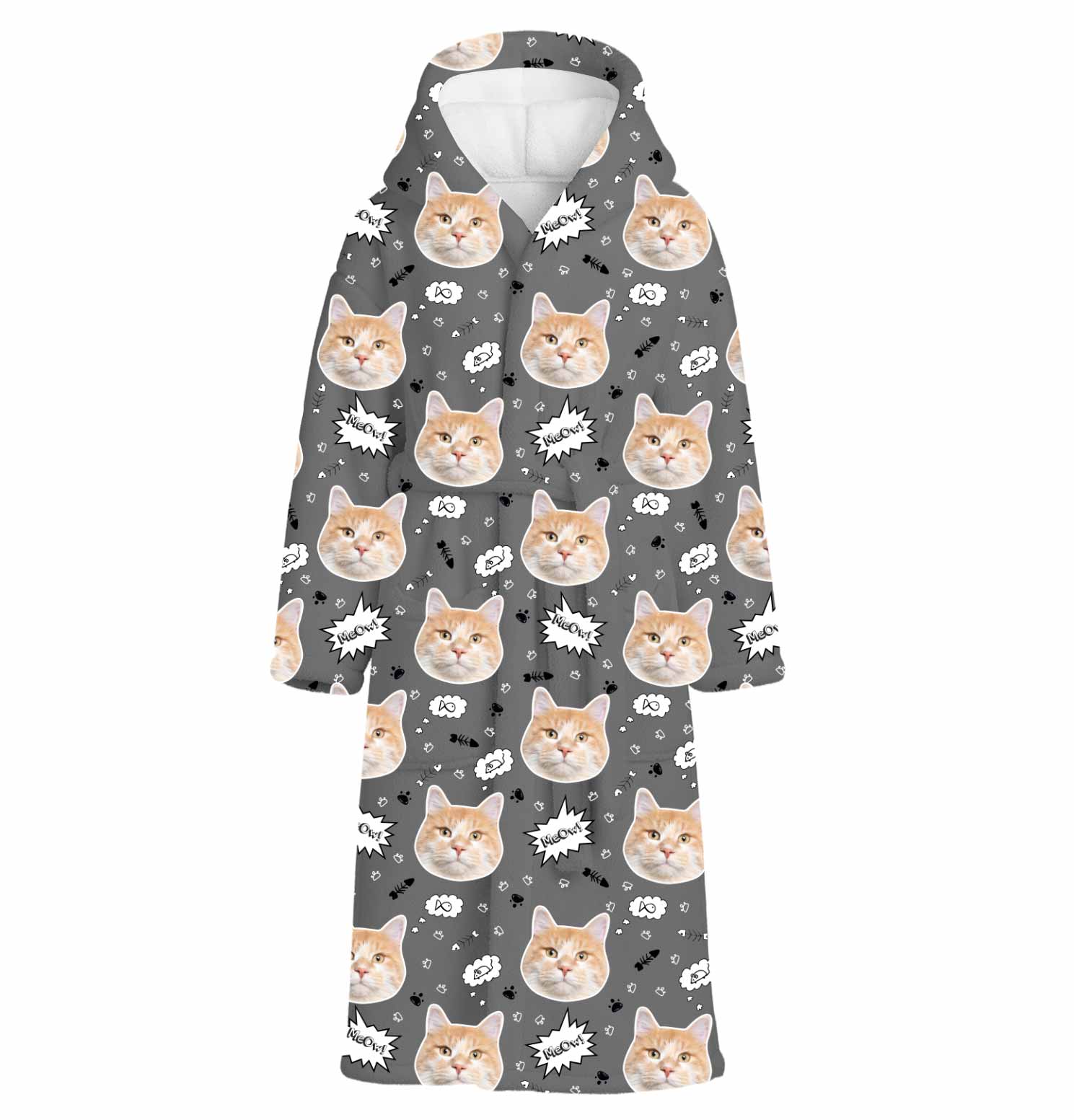 Meow Cat Faces Personalised Dressing Gown