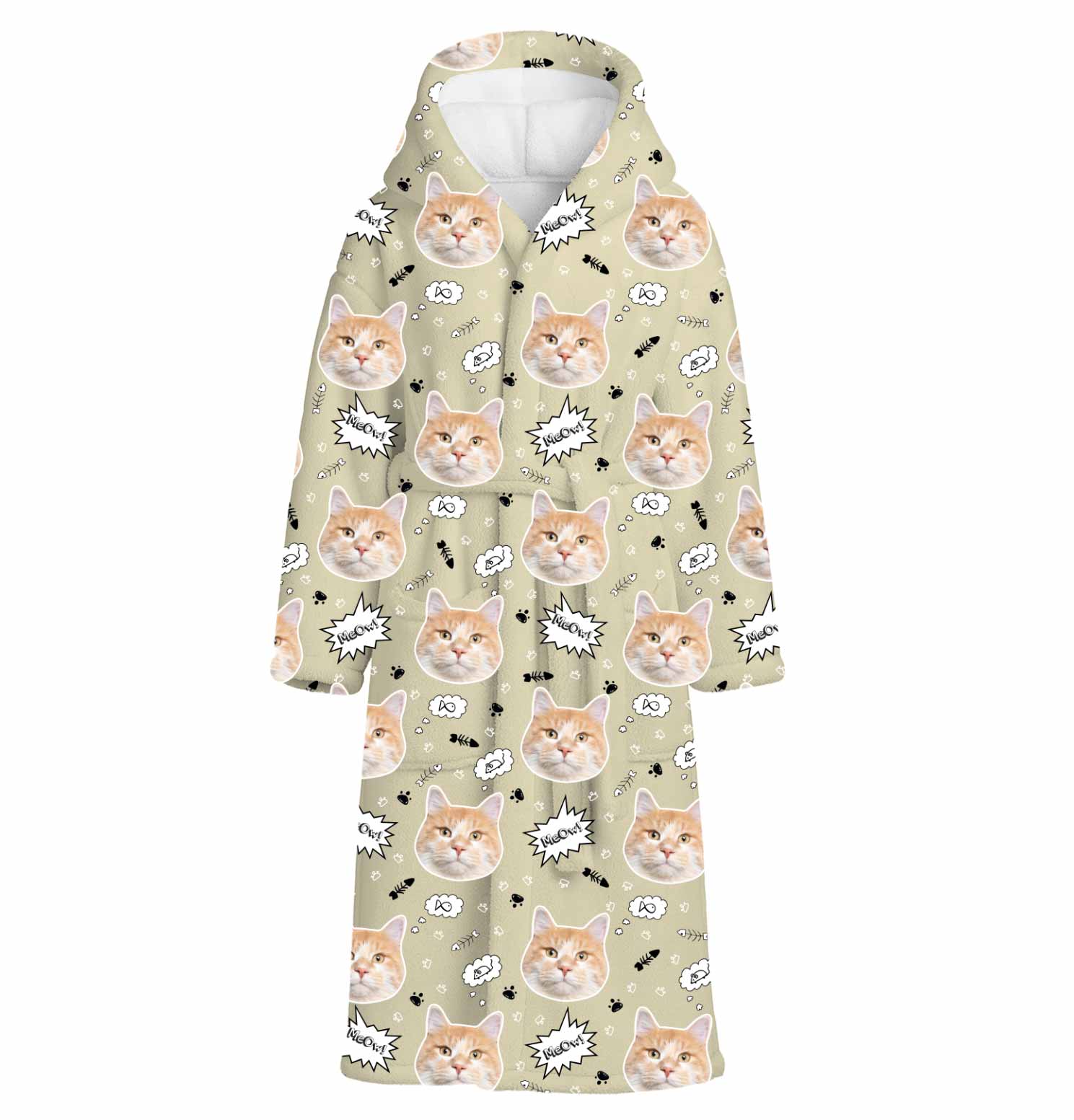 Meow Cat Faces Personalised Dressing Gown