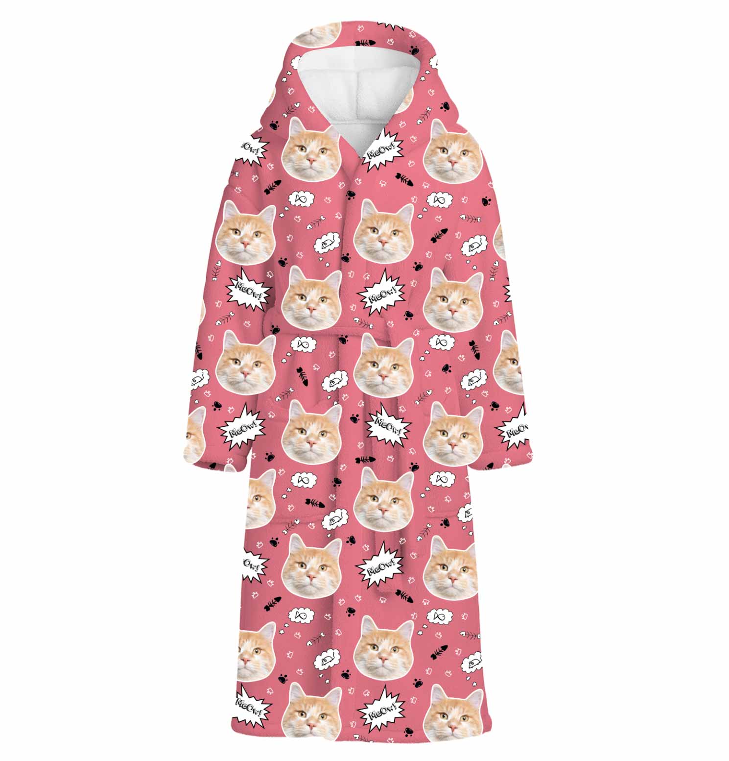 Meow Cat Faces Personalised Dressing Gown