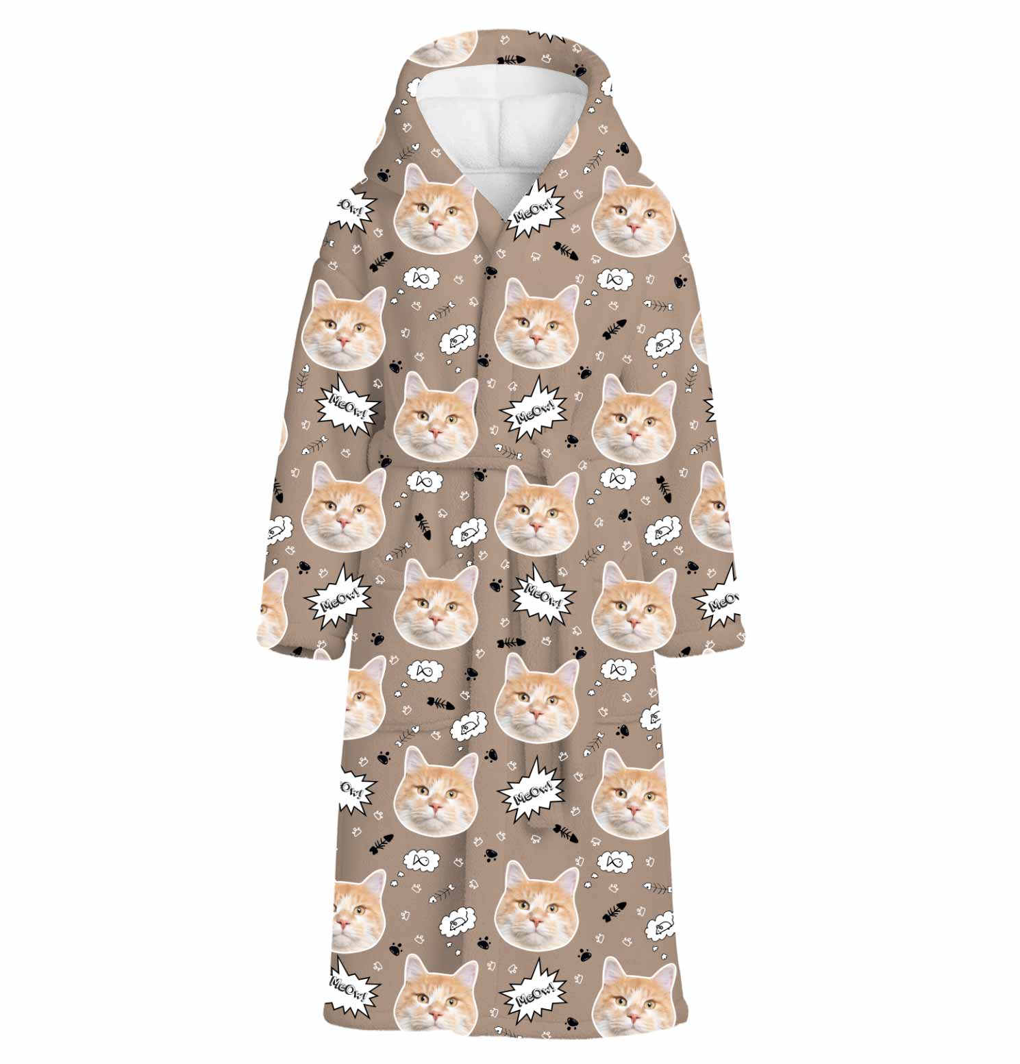 Meow Cat Faces Personalised Dressing Gown