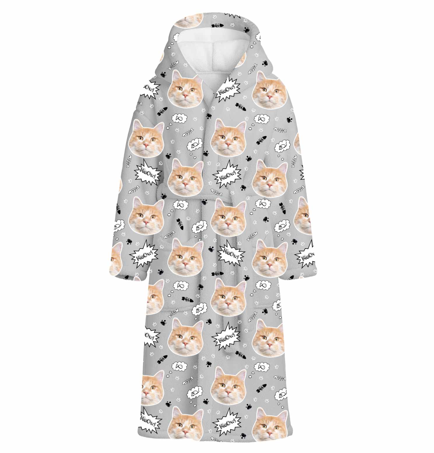 Meow Cat Faces Personalised Dressing Gown