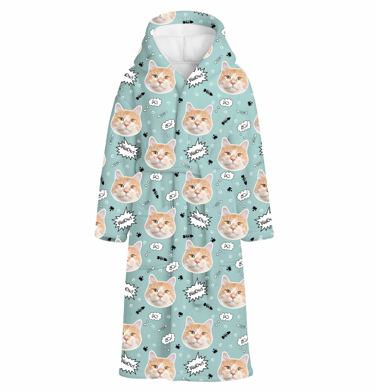 Meow Cat Faces Personalised Dressing Gown