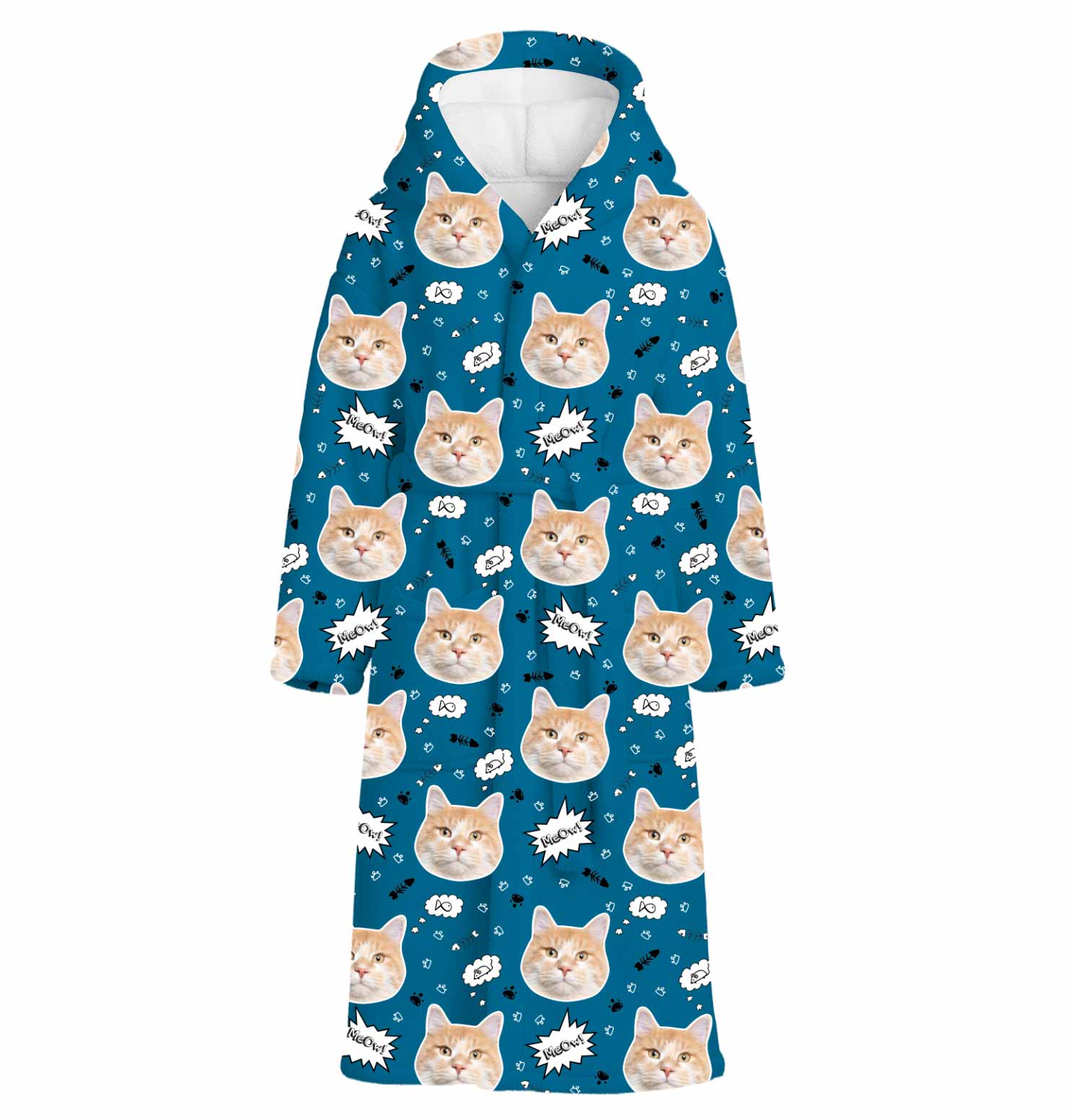 Meow Cat Faces Personalised Dressing Gown