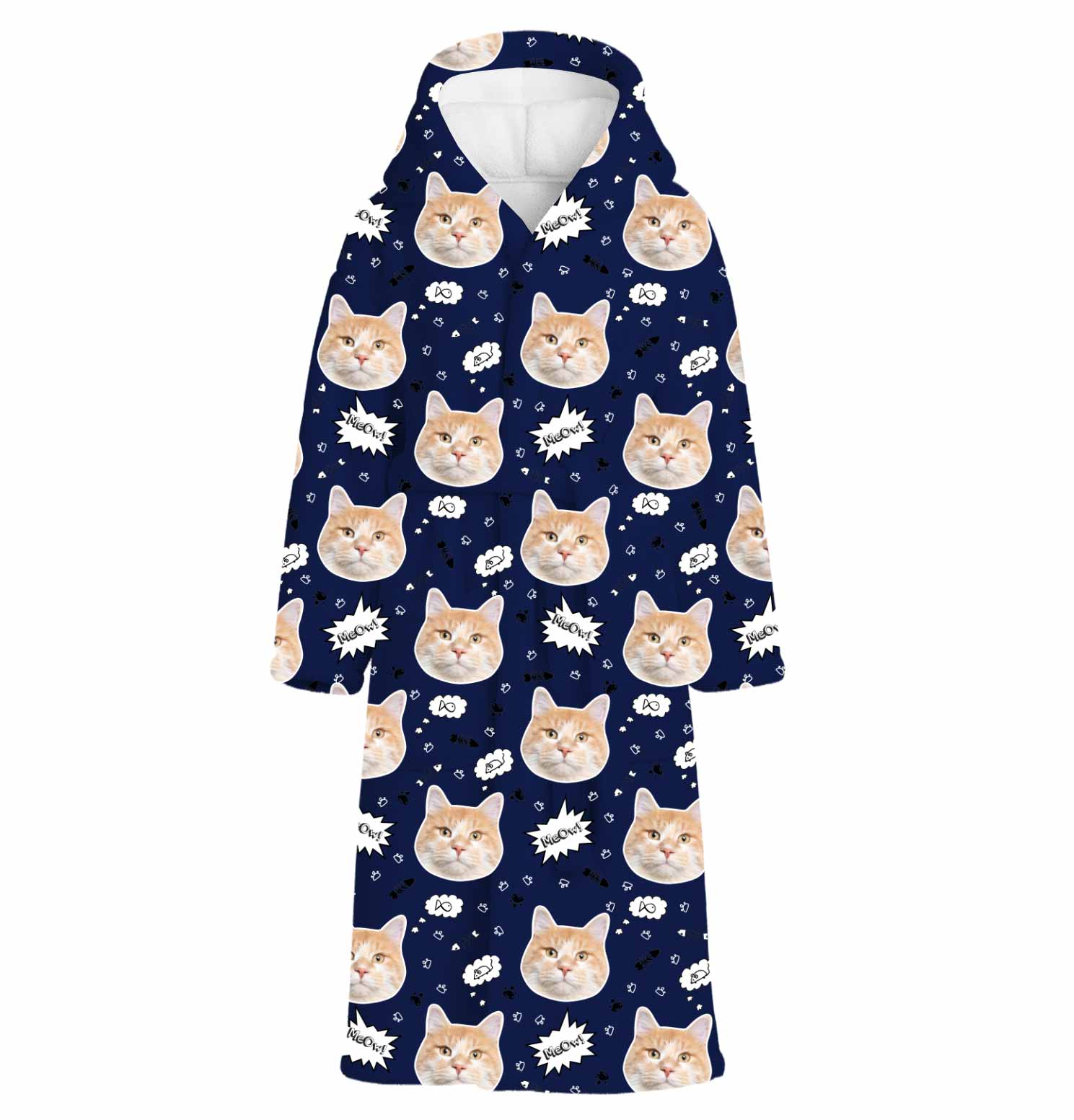 Meow Cat Faces Personalised Dressing Gown
