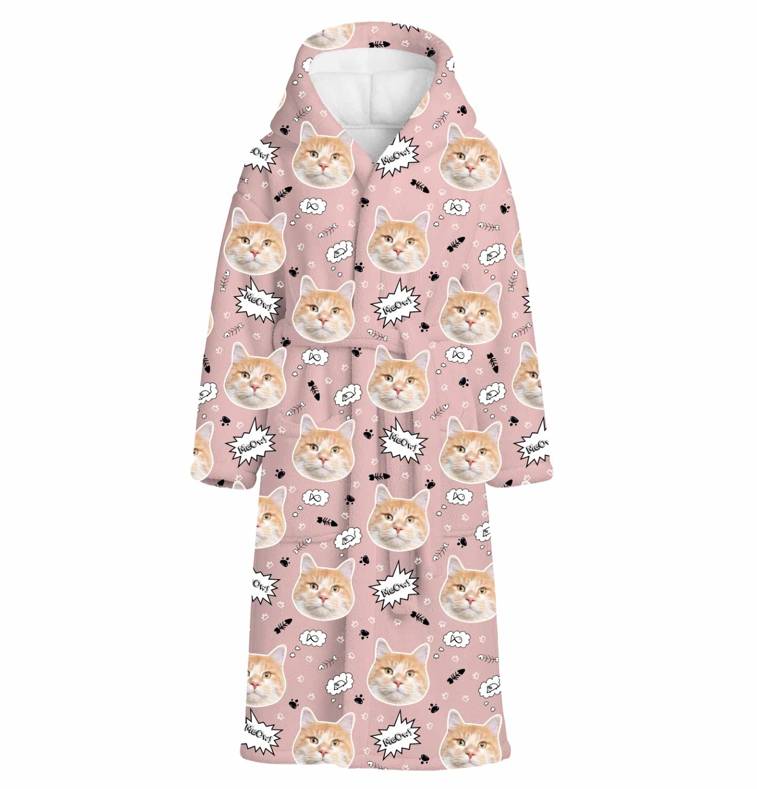 Meow Cat Faces Personalised Dressing Gown
