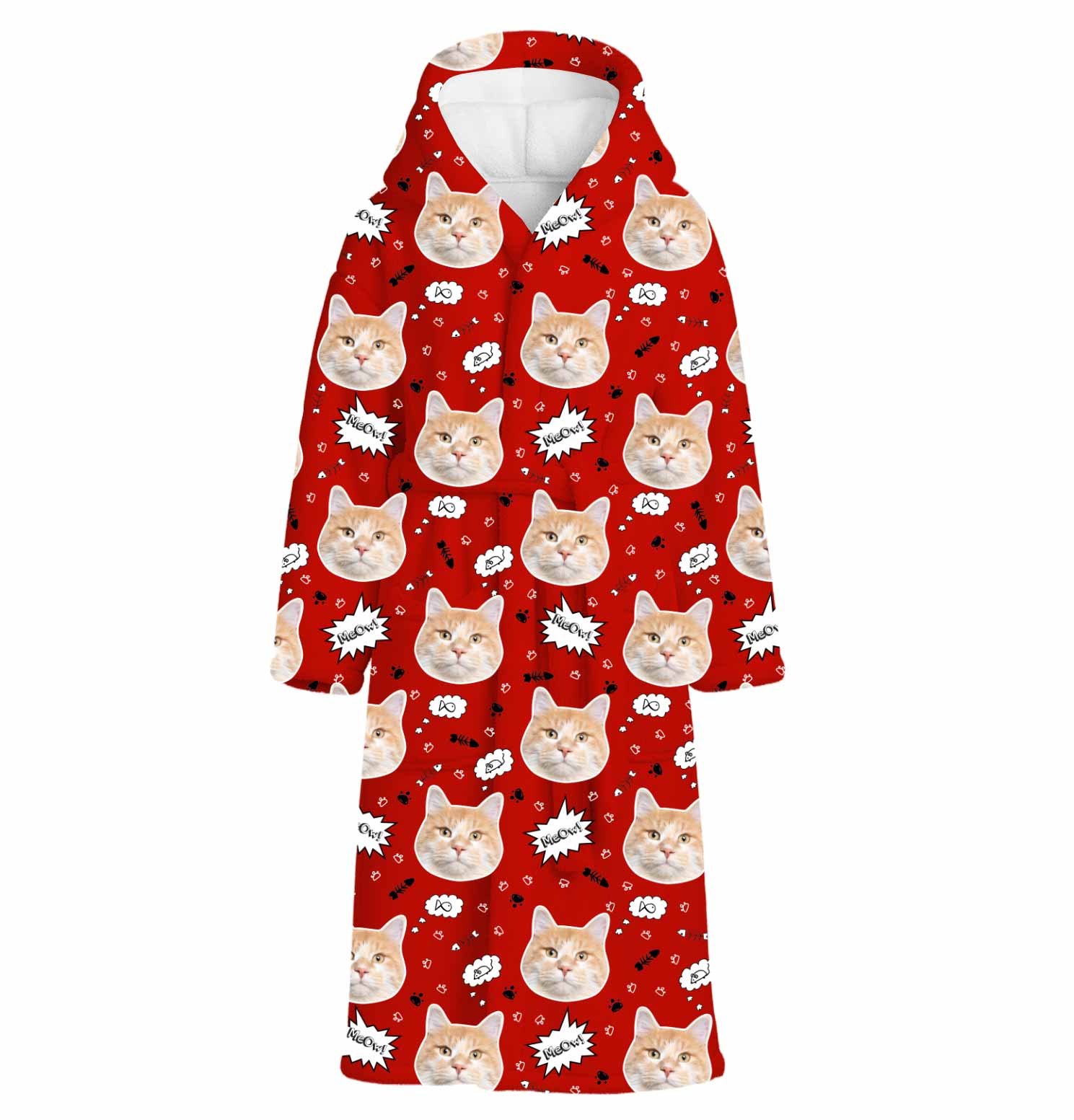 Meow Cat Faces Personalised Dressing Gown