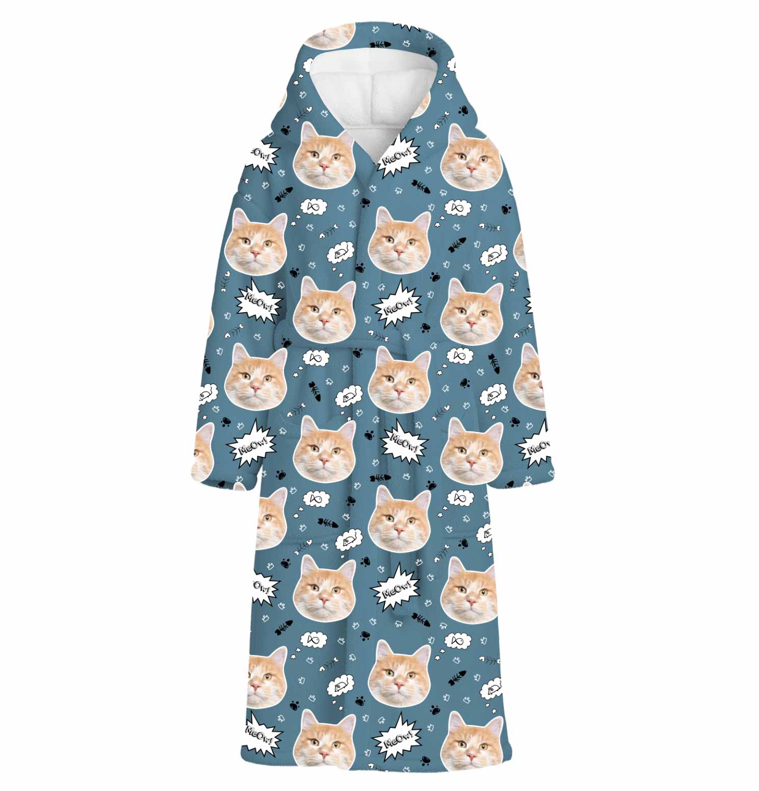 Meow Cat Faces Personalised Dressing Gown