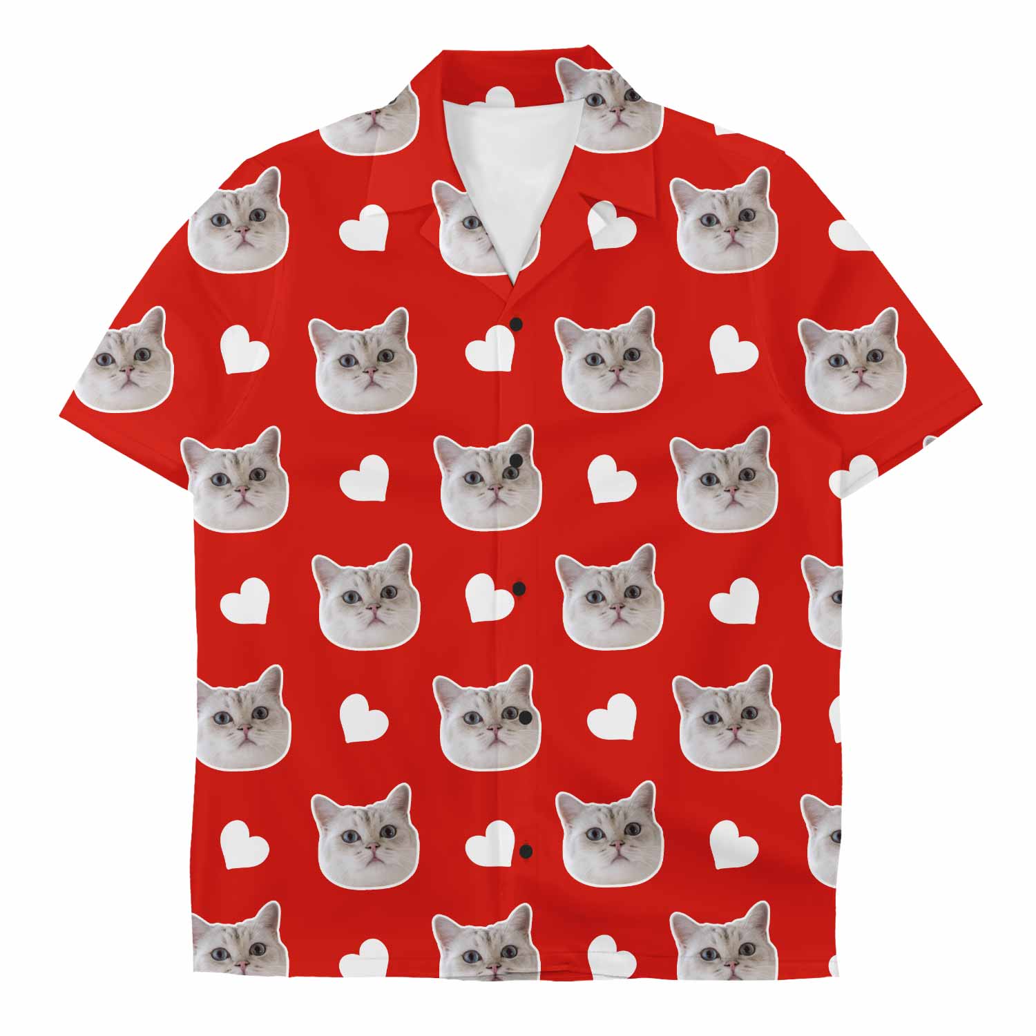 Your Cat White Hearts Hawaiian Shirt