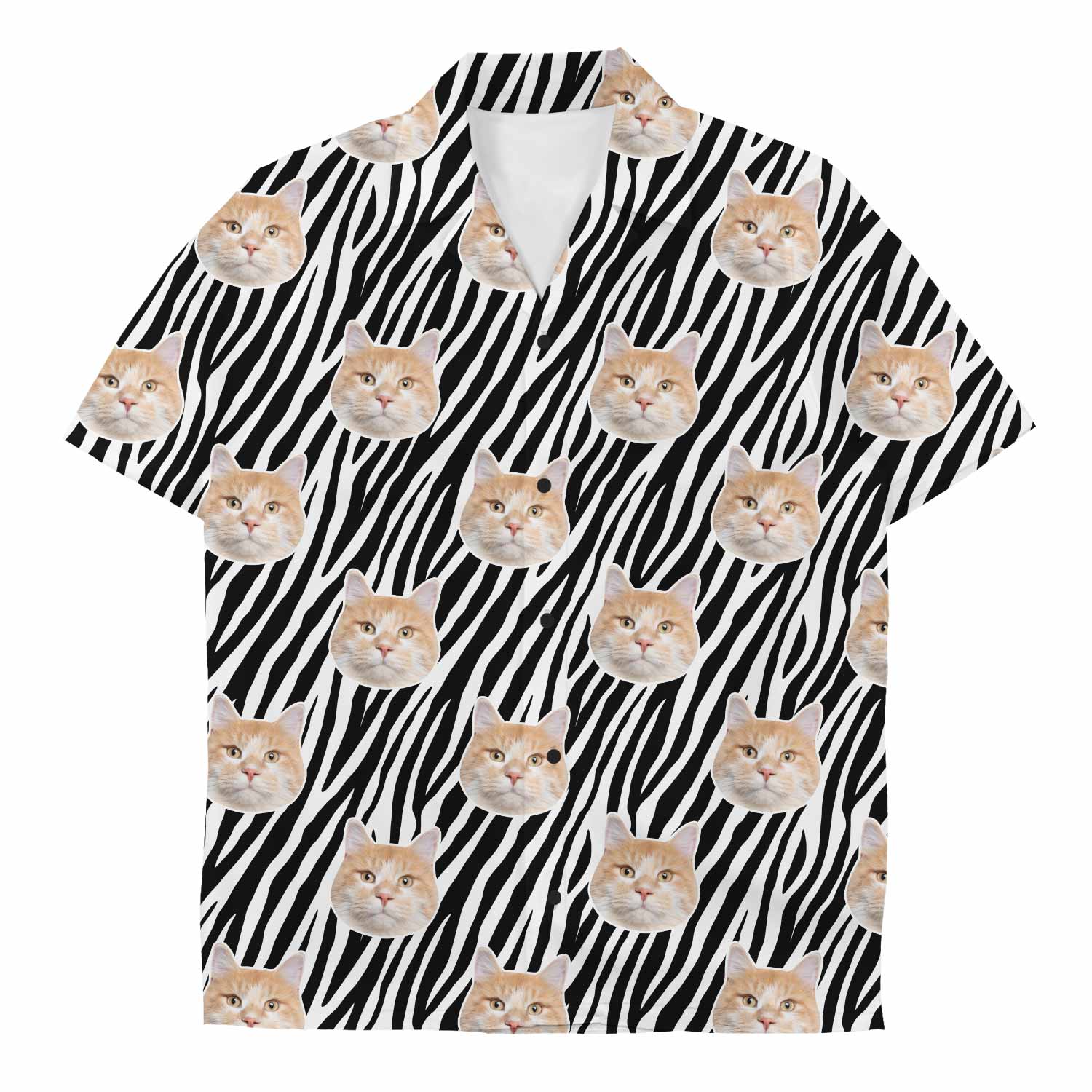 Your Cat Zebra Print Custom Hawaiian Shirt