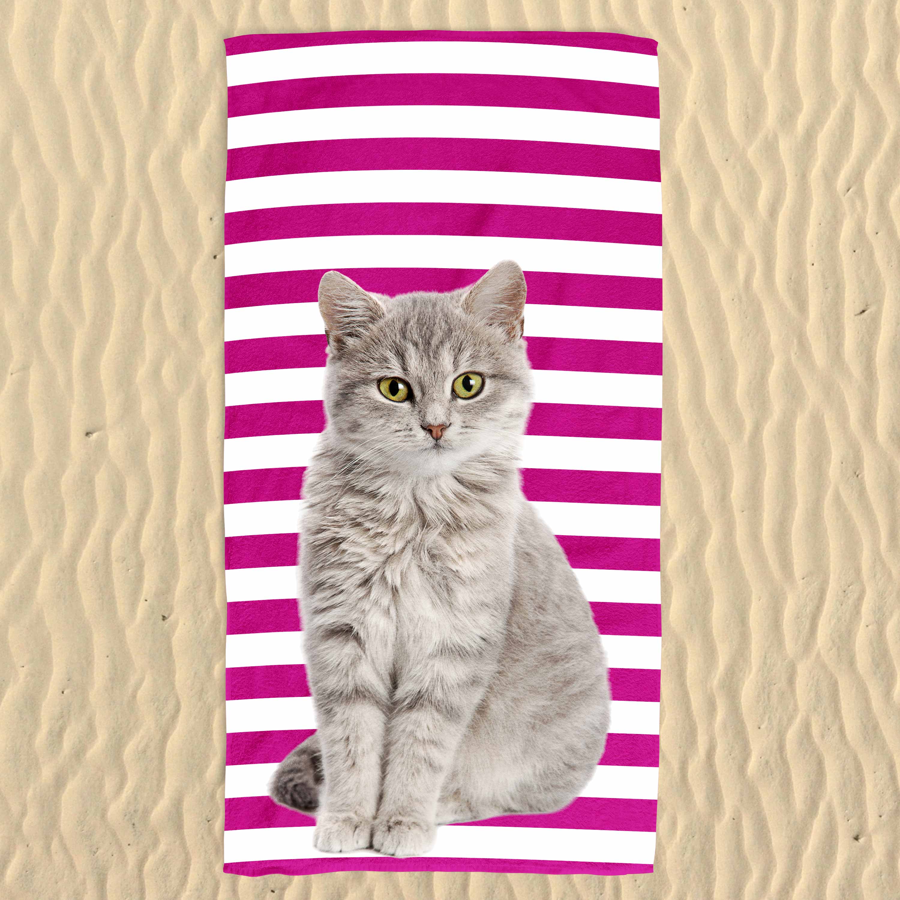 Your Cat Stripe Pattern Beach Towel
