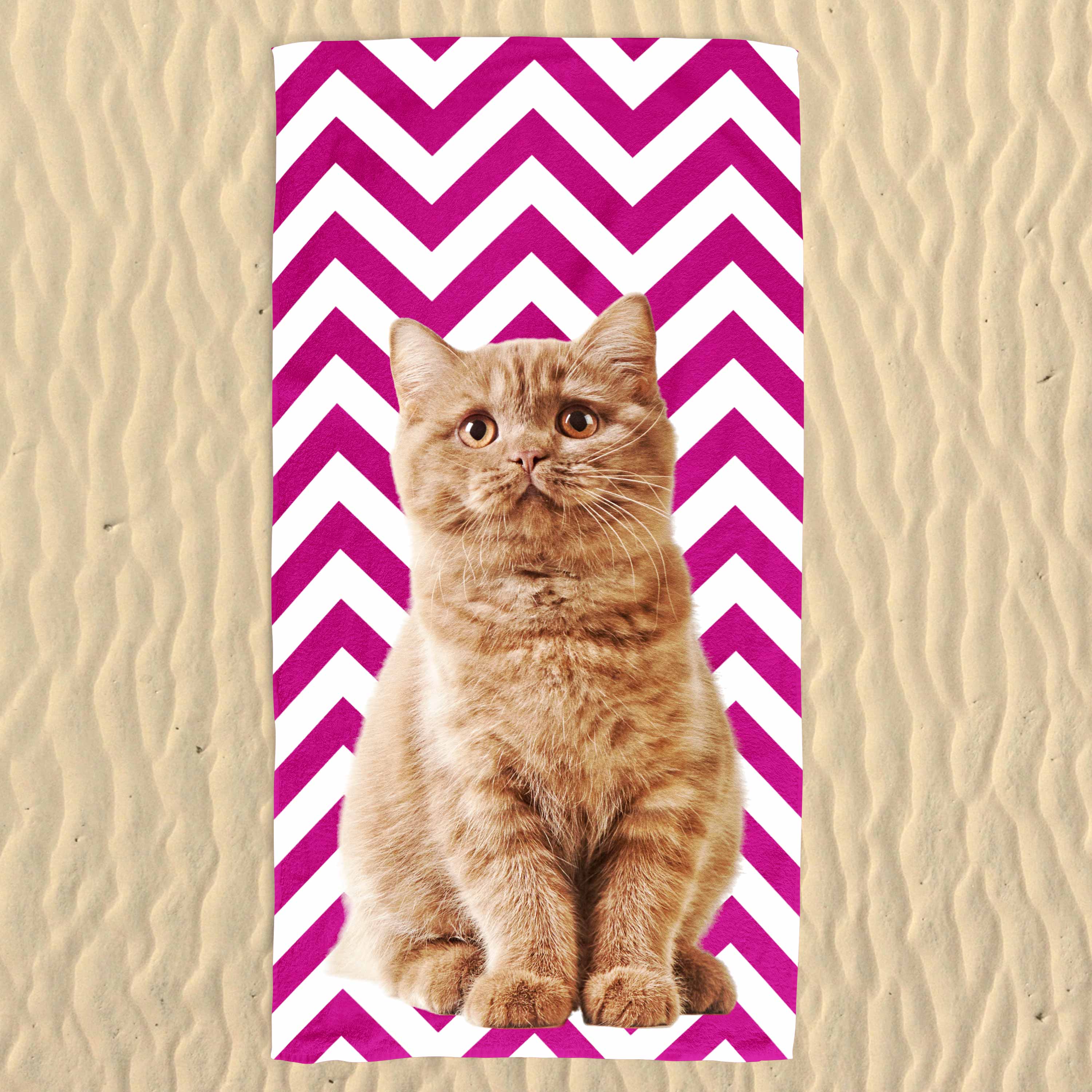 Your Cat Zig Zag Pattern Beach Towel