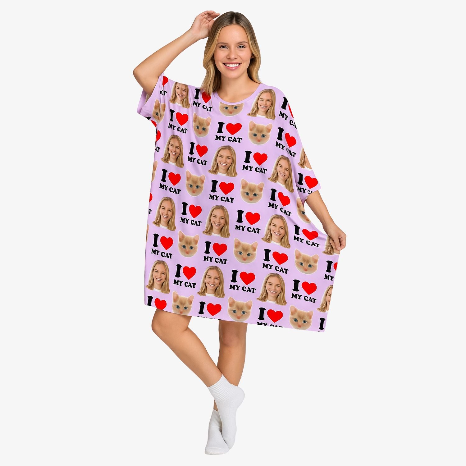 I Heart My Cat Custom Sleep Tee