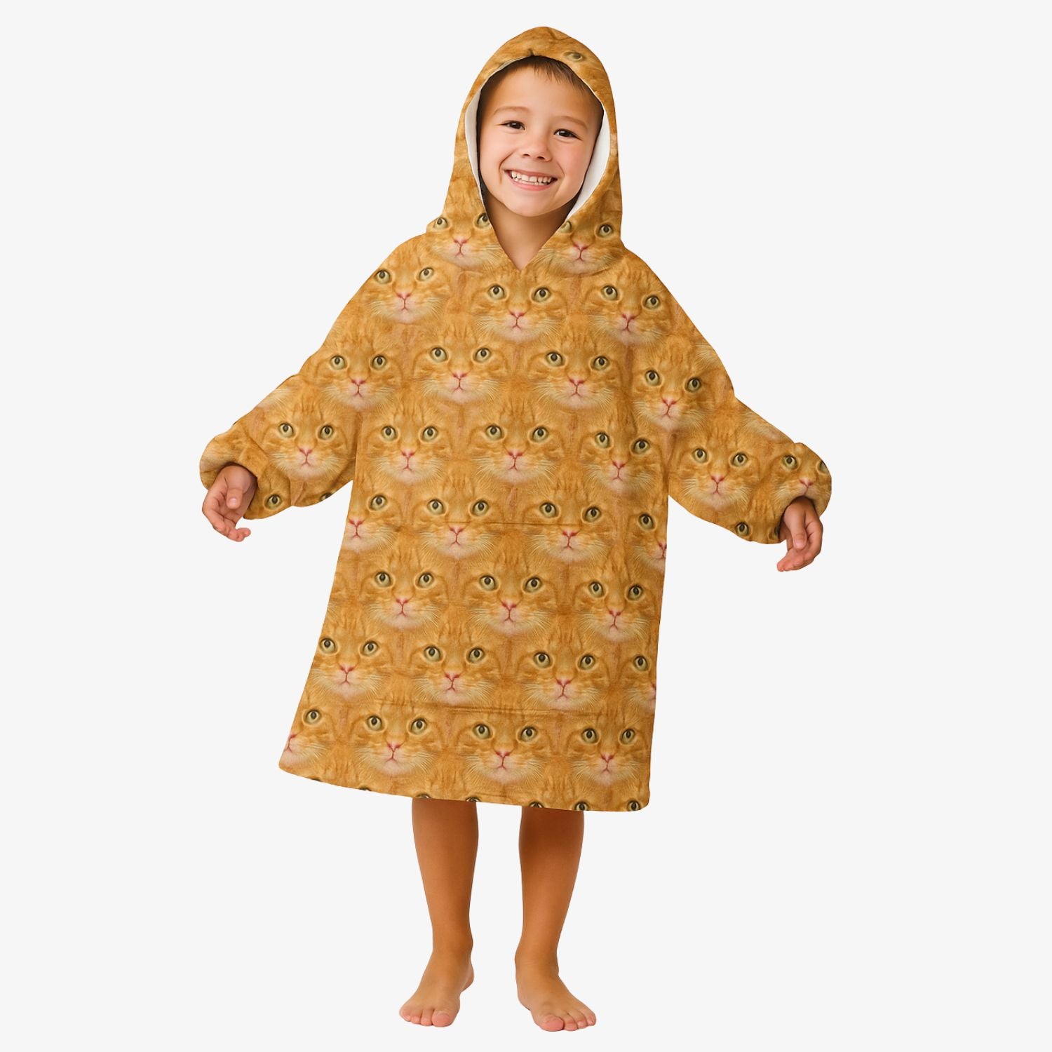 Cat Face Mash Kids Hoodie Blanket