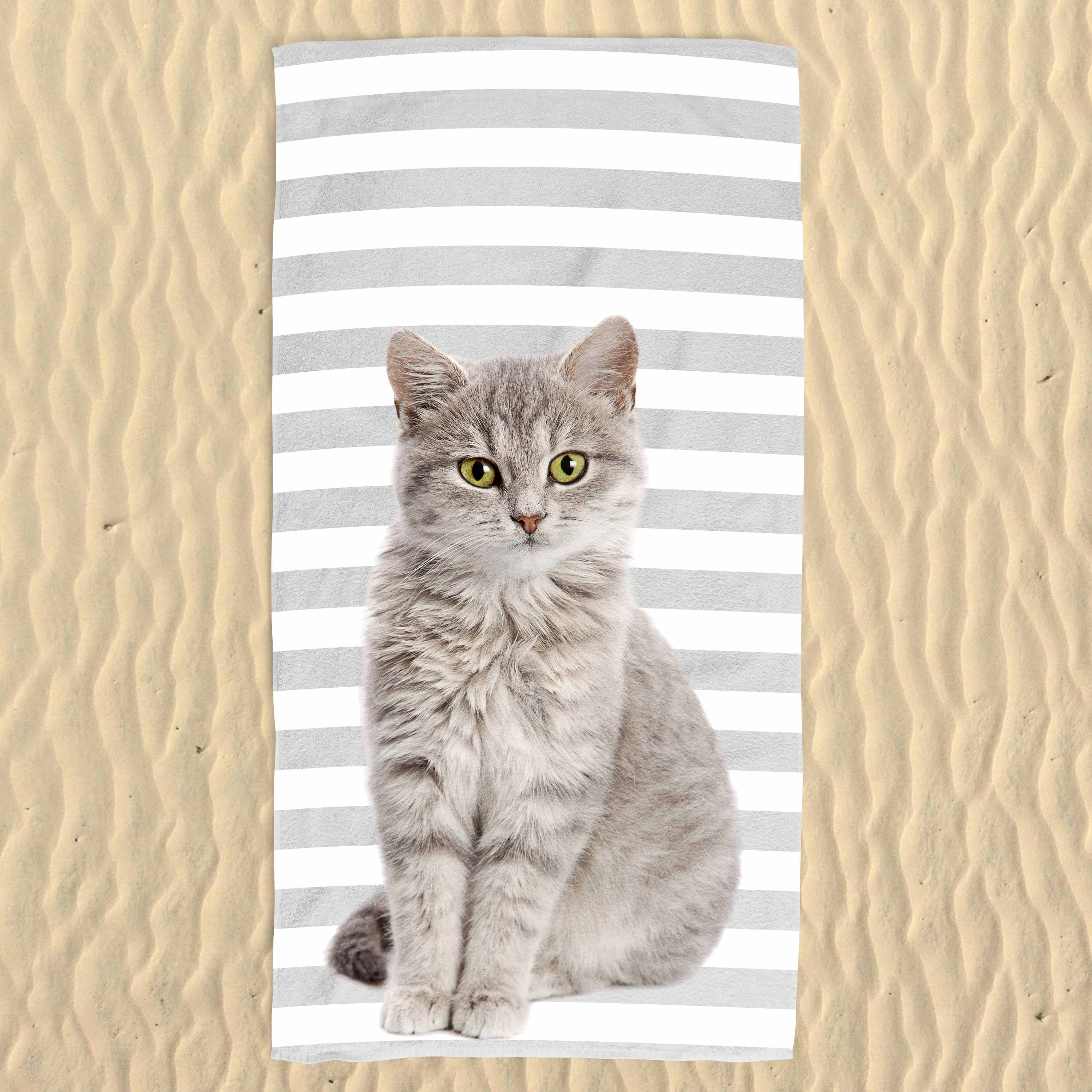 Your Cat Stripe Pattern Beach Towel