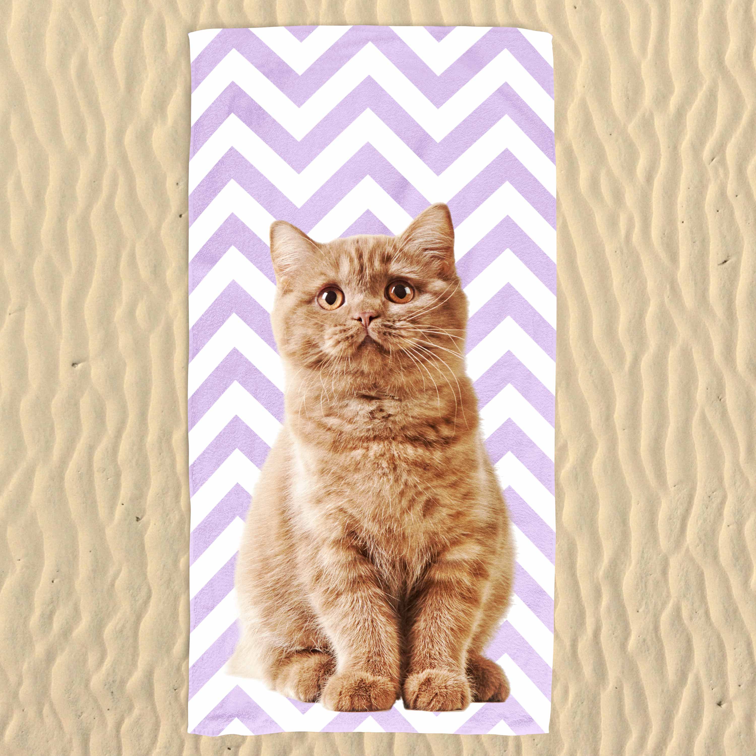 Your Cat Zig Zag Pattern Beach Towel