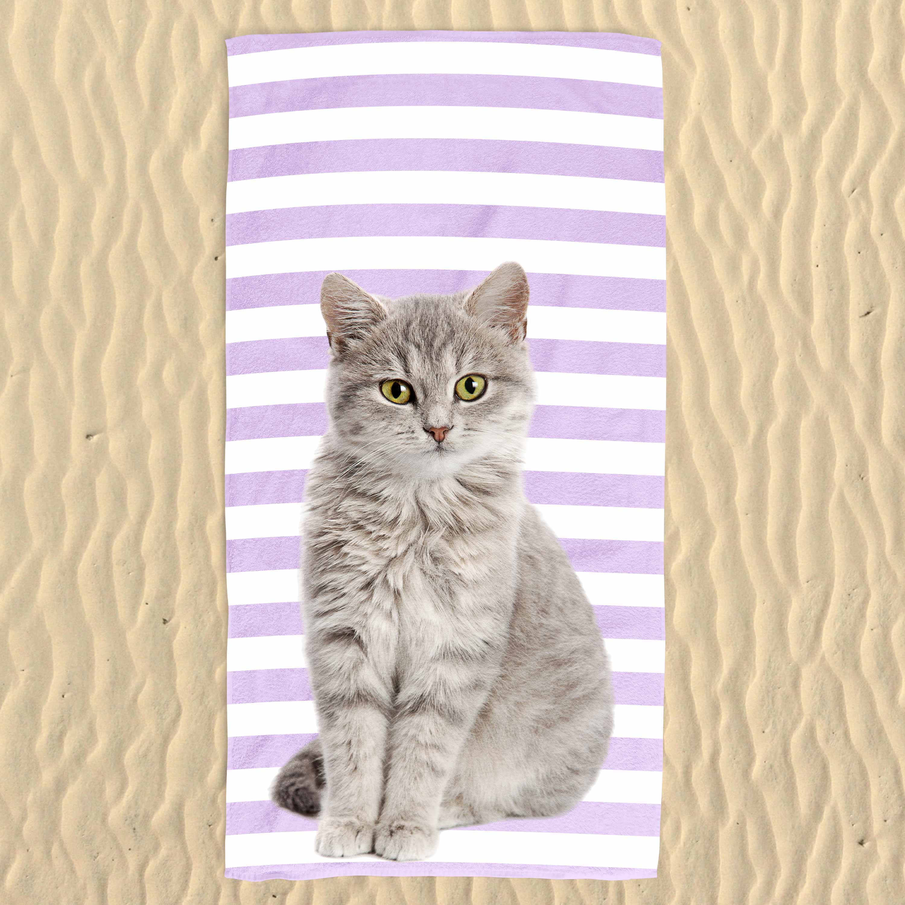 Your Cat Stripe Pattern Beach Towel