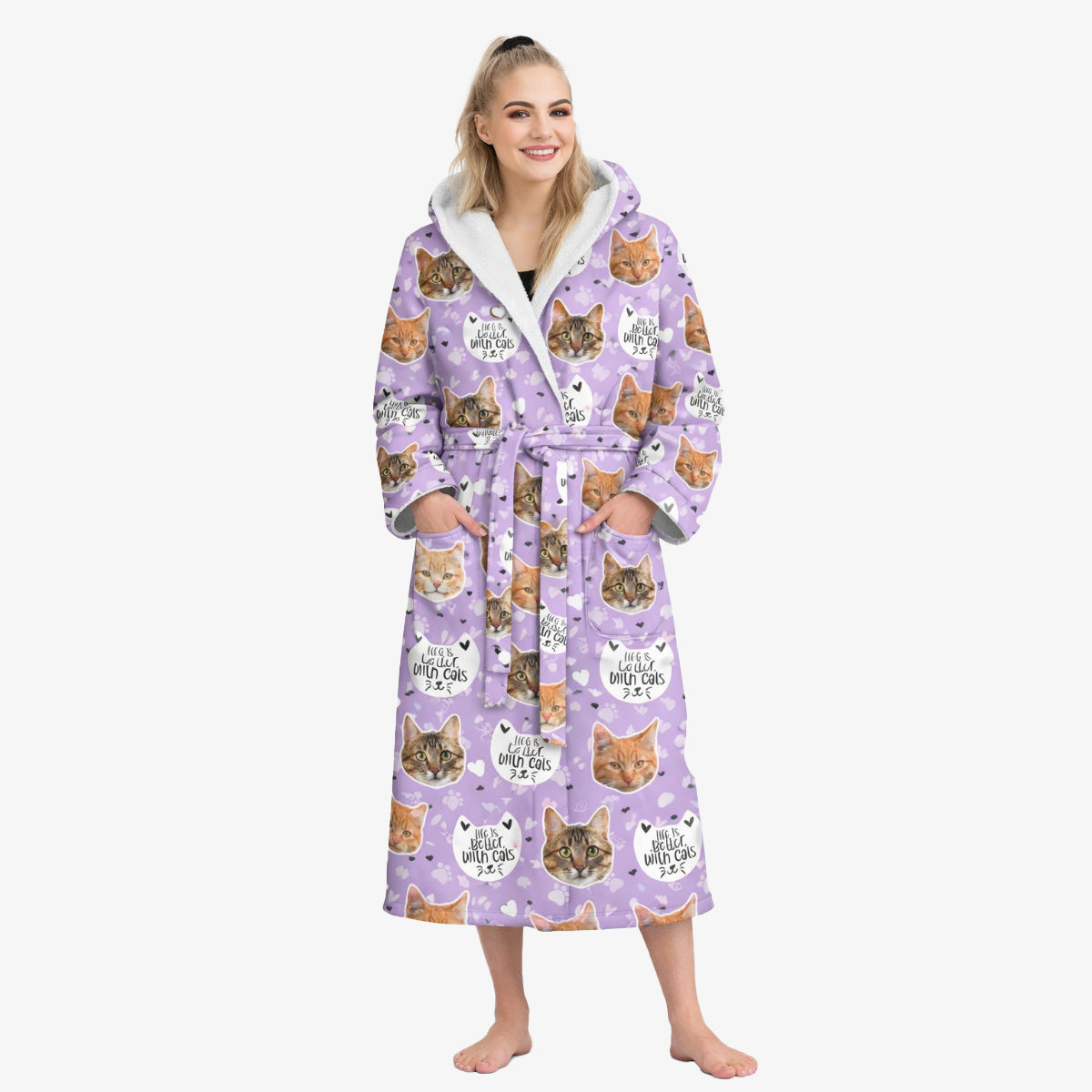 Life Is Better With Cats Personalised Dressing Gown