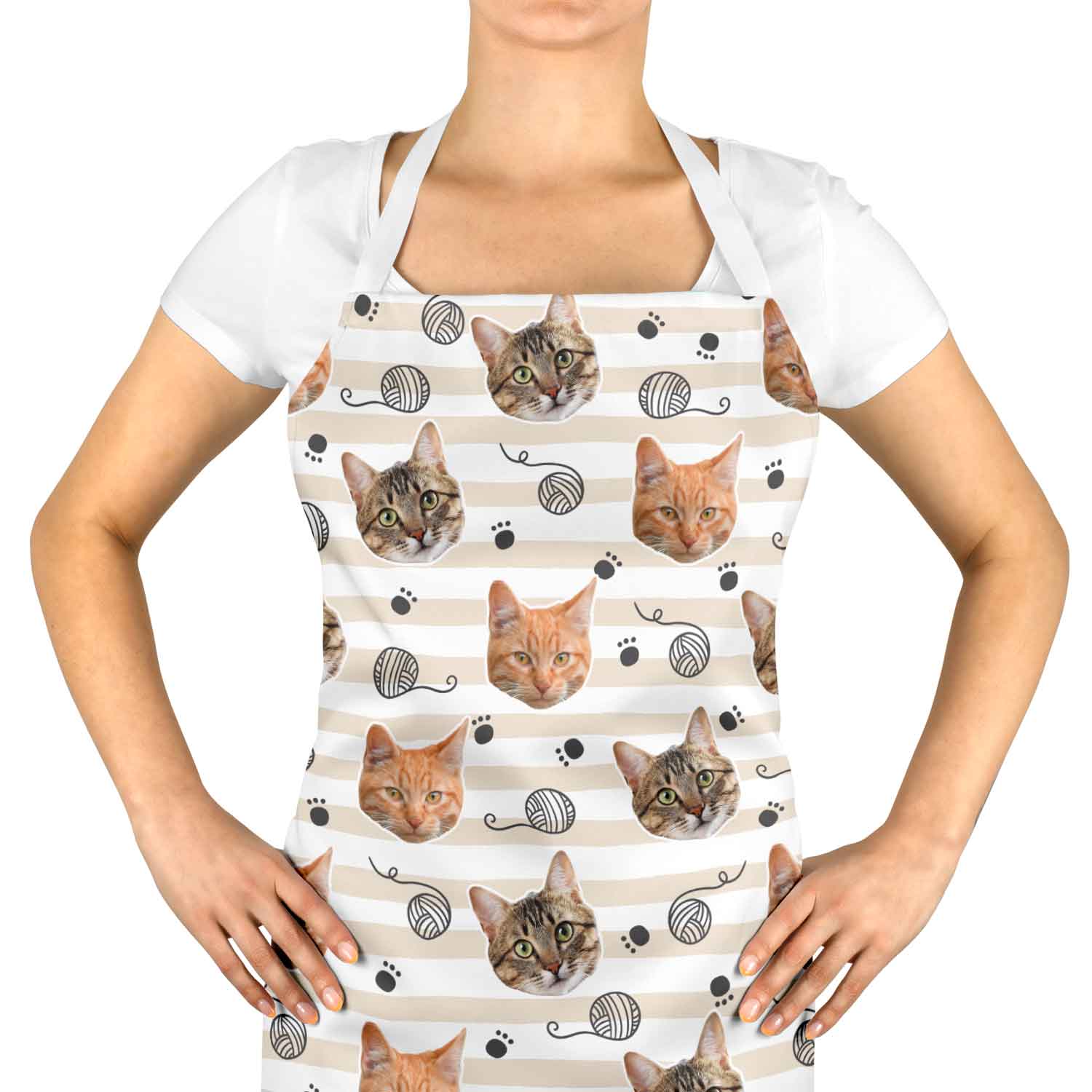 Yarn & Cat Paw Prints Personalised Apron